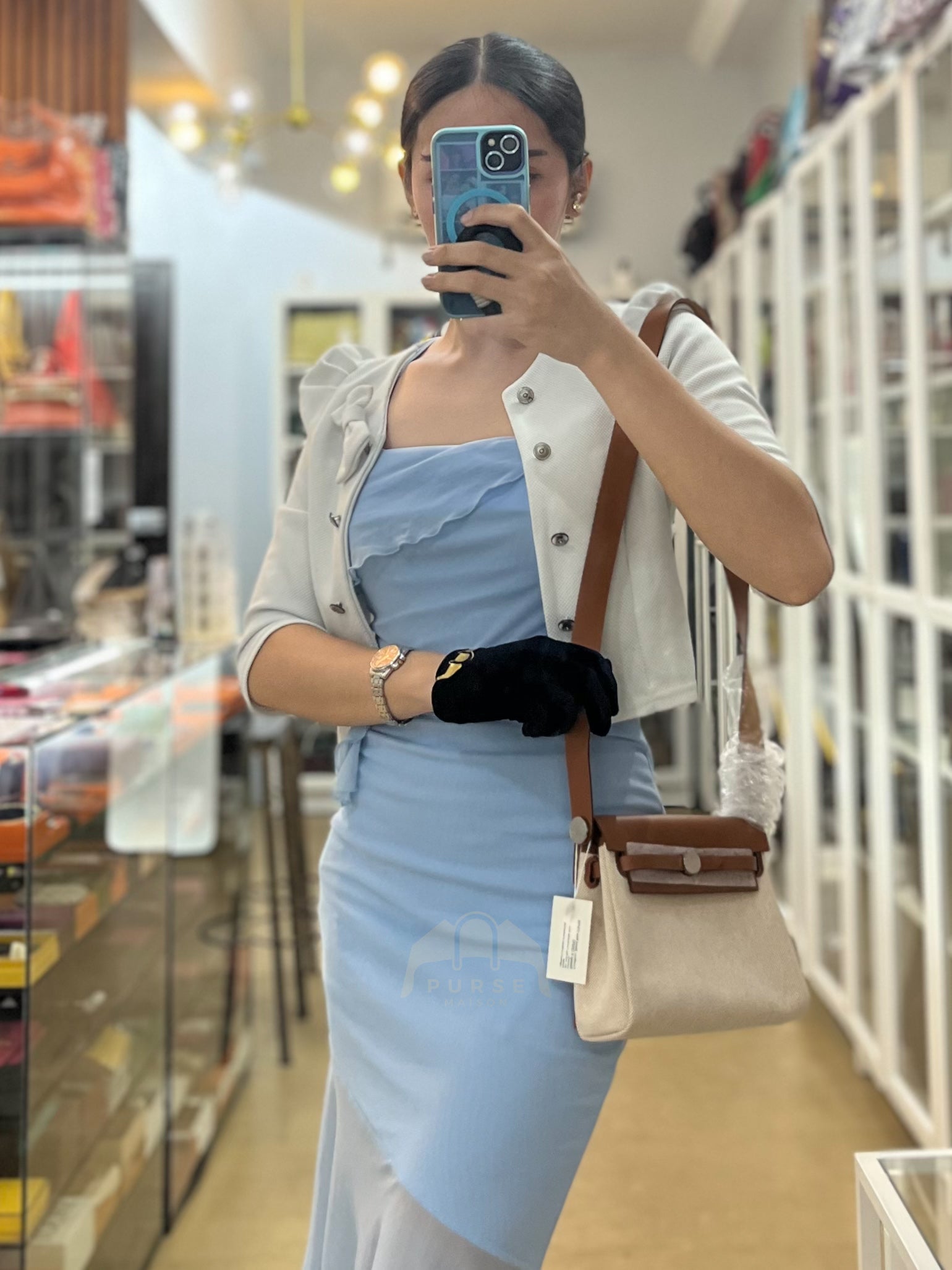 Mini Herbag Beige Ecru Fauve and Palladium Hardware Stamp K (2025) | Purse Maison Luxury Bags Shop