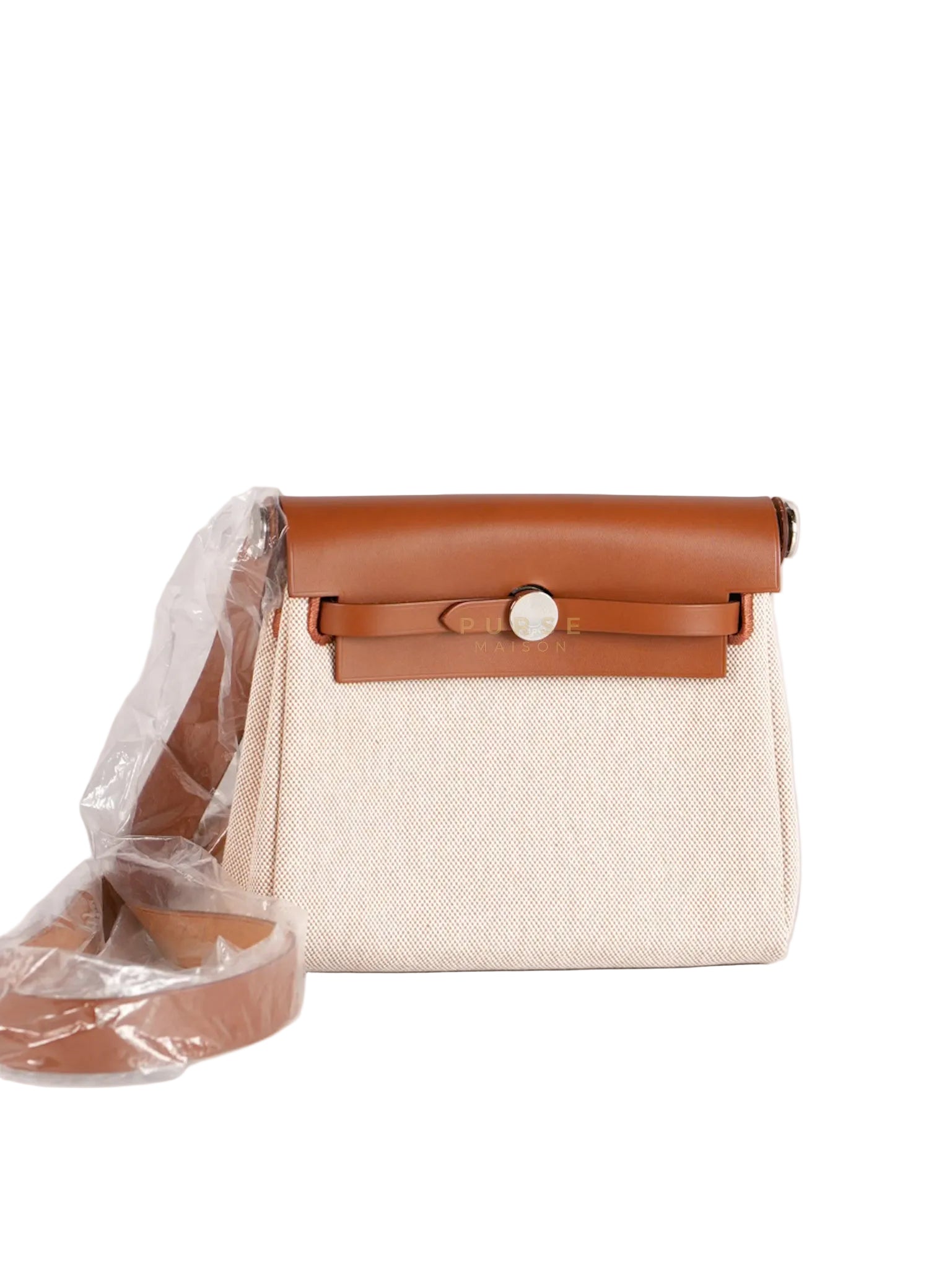 Mini Herbag Beige Leather Canvas and Palladium Hardware Stamp W (2024) | Purse Maison Luxury Bags Shop