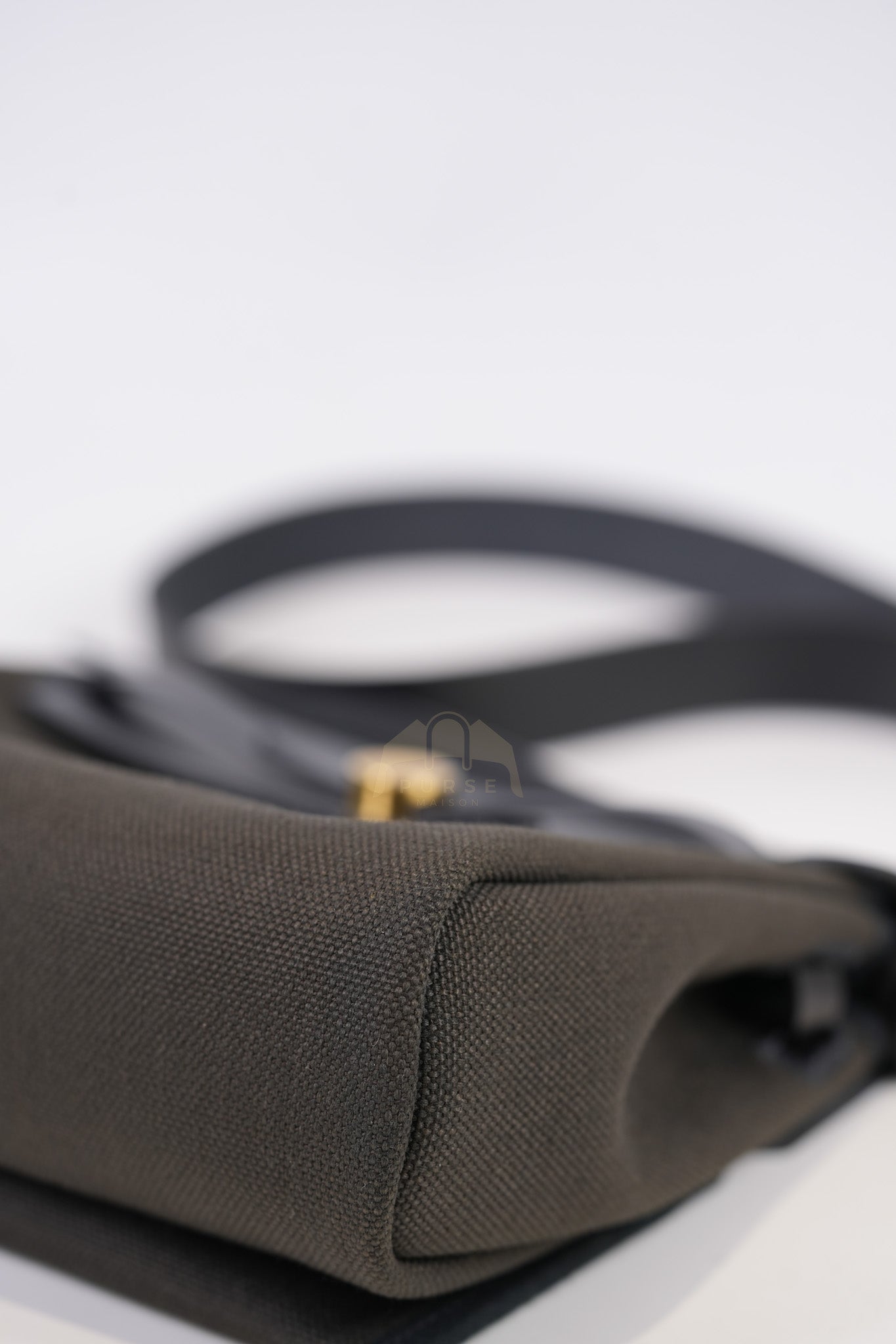 Mini Herbag in Black Military Toile Canvas & Gold Hardware Stamp K (2025) | Purse Maison Luxury Bags Shop