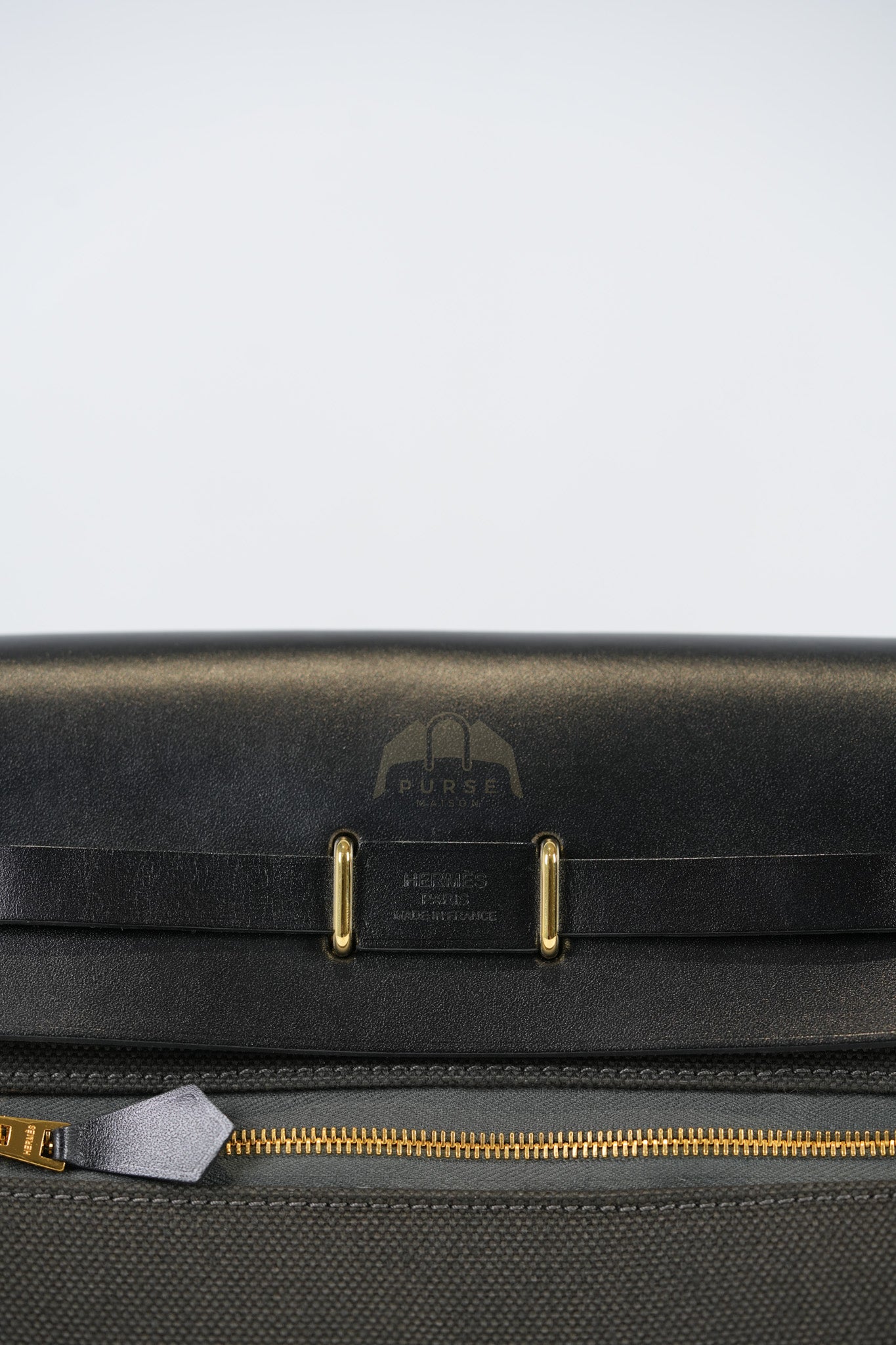 Mini Herbag in Black Military Toile Canvas & Gold Hardware Stamp K (2025) | Purse Maison Luxury Bags Shop