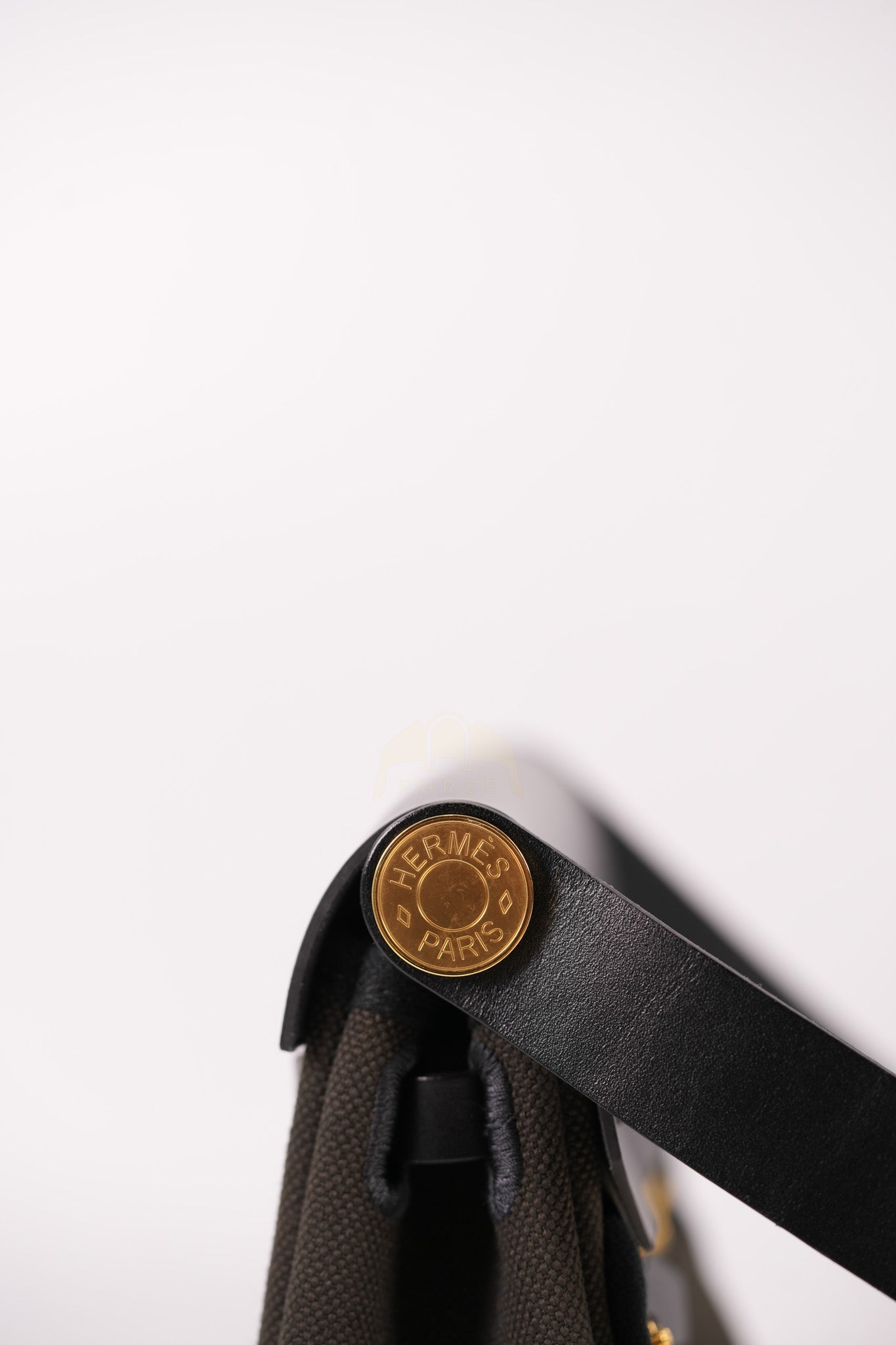 Mini Herbag in Black Military Toile Canvas & Gold Hardware Stamp K (2025) | Purse Maison Luxury Bags Shop