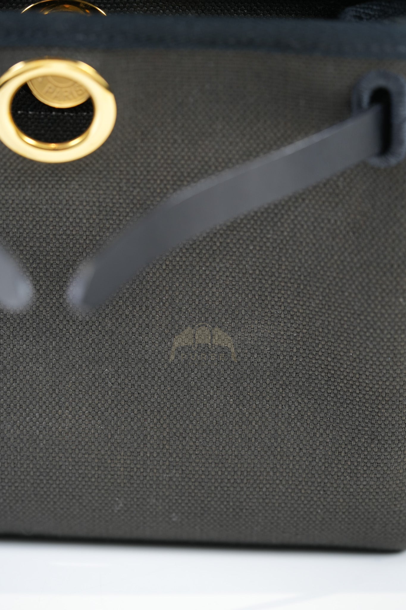 Mini Herbag in Black Military Toile Canvas & Gold Hardware Stamp K (2025) | Purse Maison Luxury Bags Shop