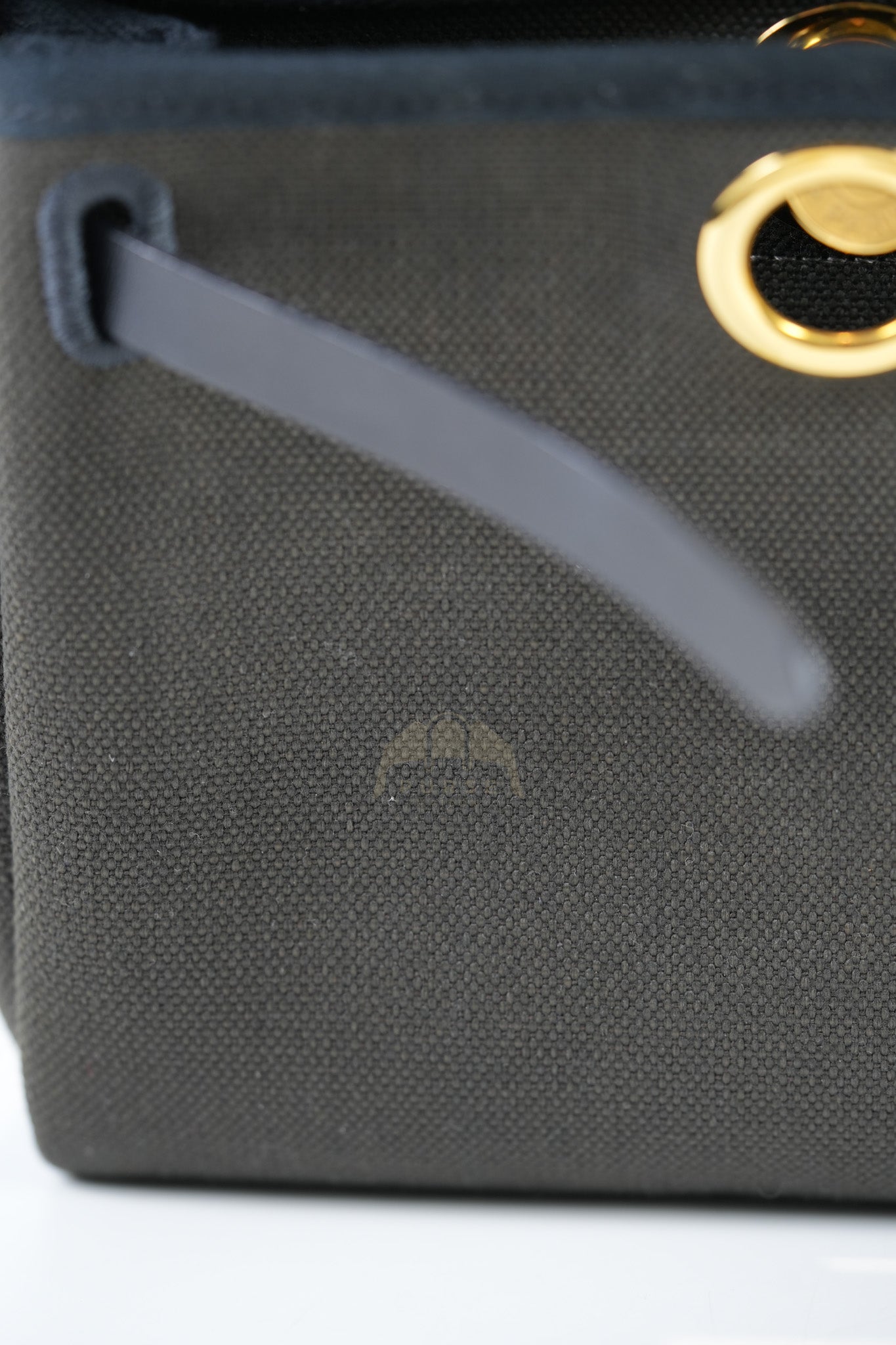 Mini Herbag in Black Military Toile Canvas & Gold Hardware Stamp K (2025) | Purse Maison Luxury Bags Shop