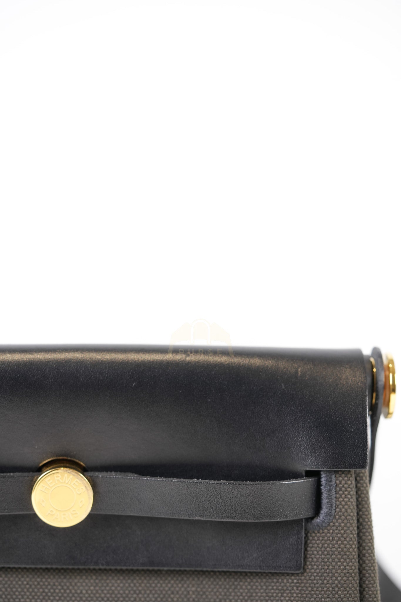 Mini Herbag in Black Military Toile Canvas & Gold Hardware Stamp K (2025) | Purse Maison Luxury Bags Shop