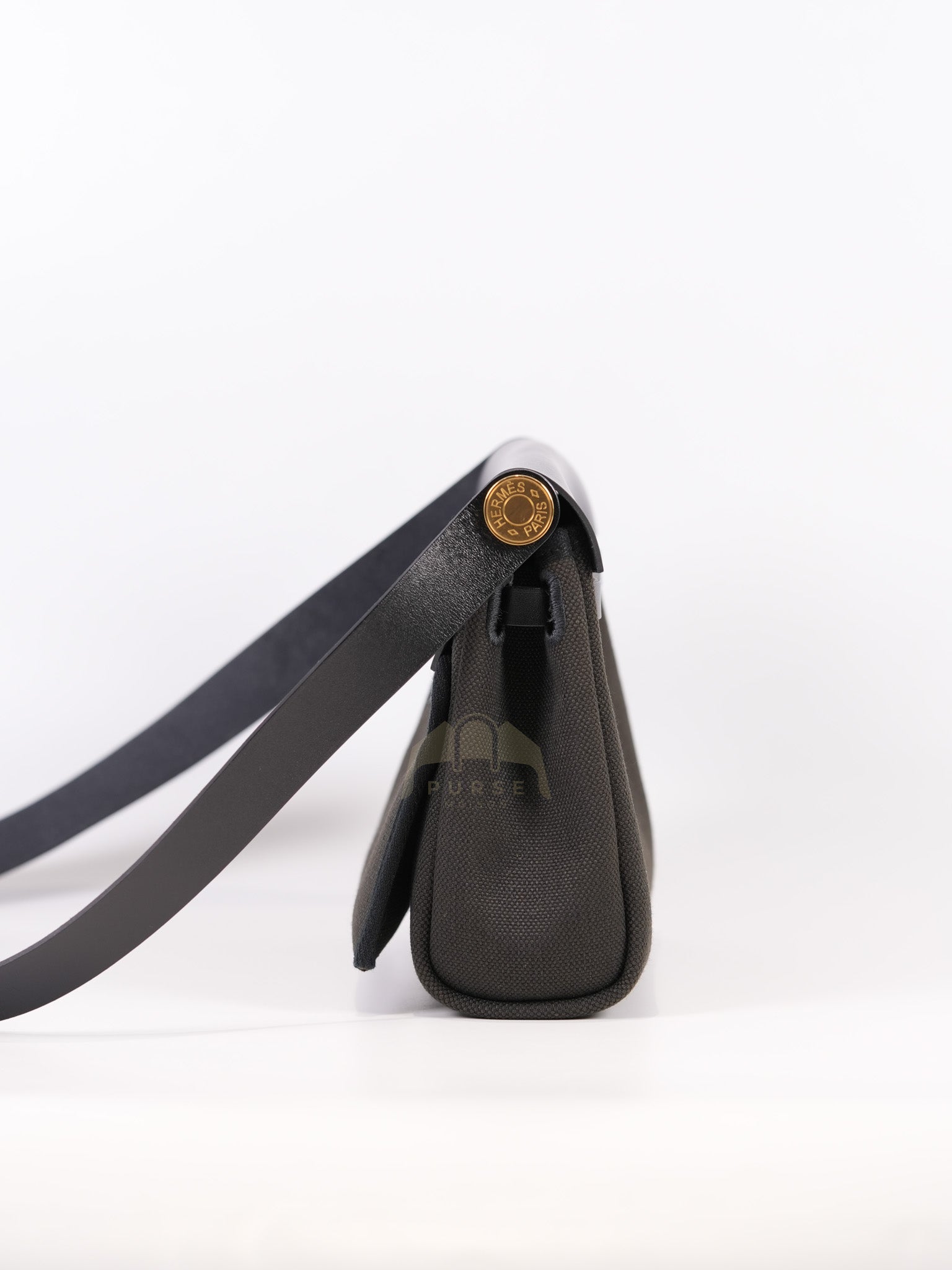 Mini Herbag in Black Military Toile Canvas & Gold Hardware Stamp K (2025) | Purse Maison Luxury Bags Shop