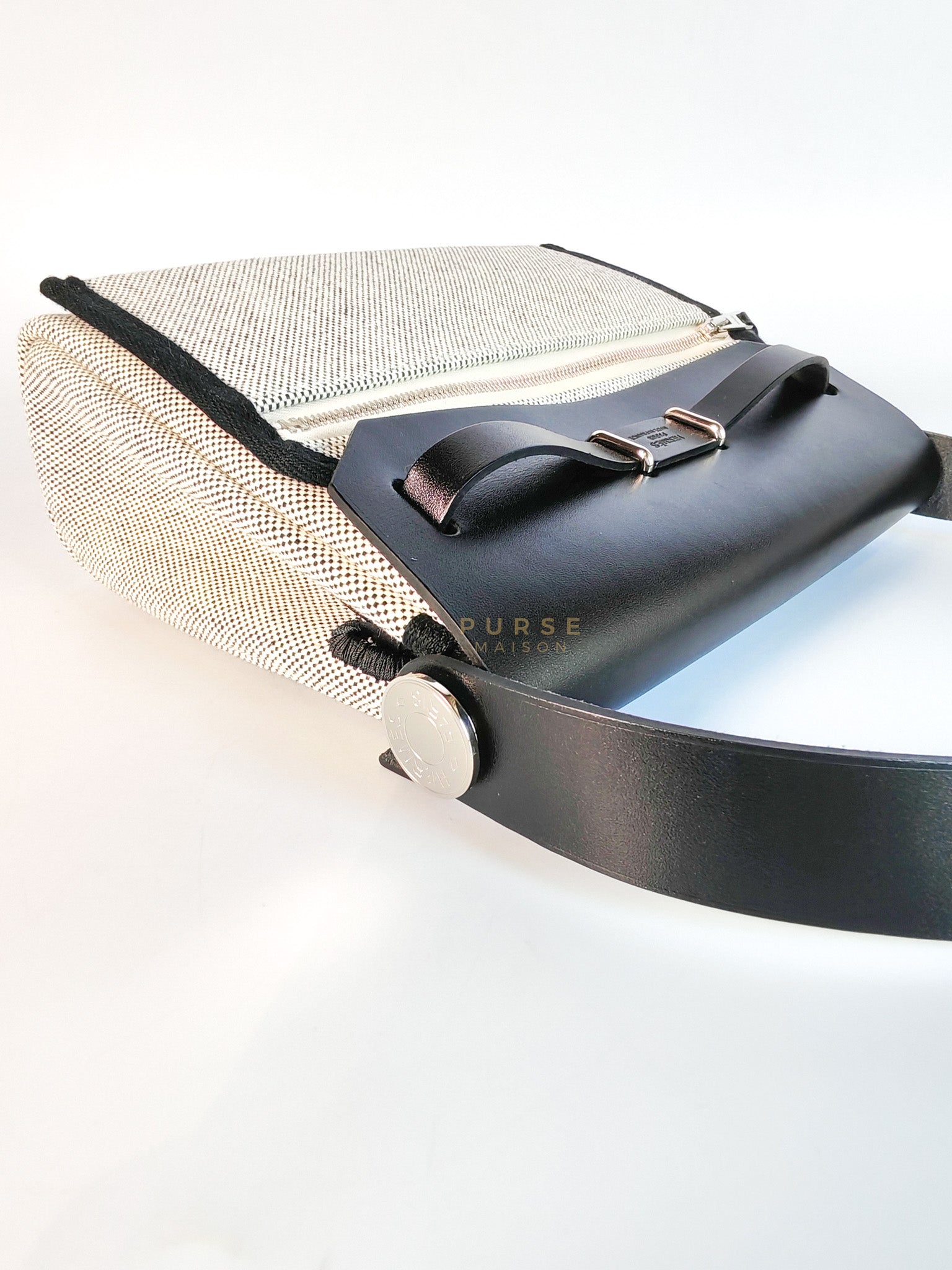 Mini Herbag Zip 20 in Black Leather Canvas and Palladium Hardware Stamp K (2025) | Purse Maison Luxury Bags Shop