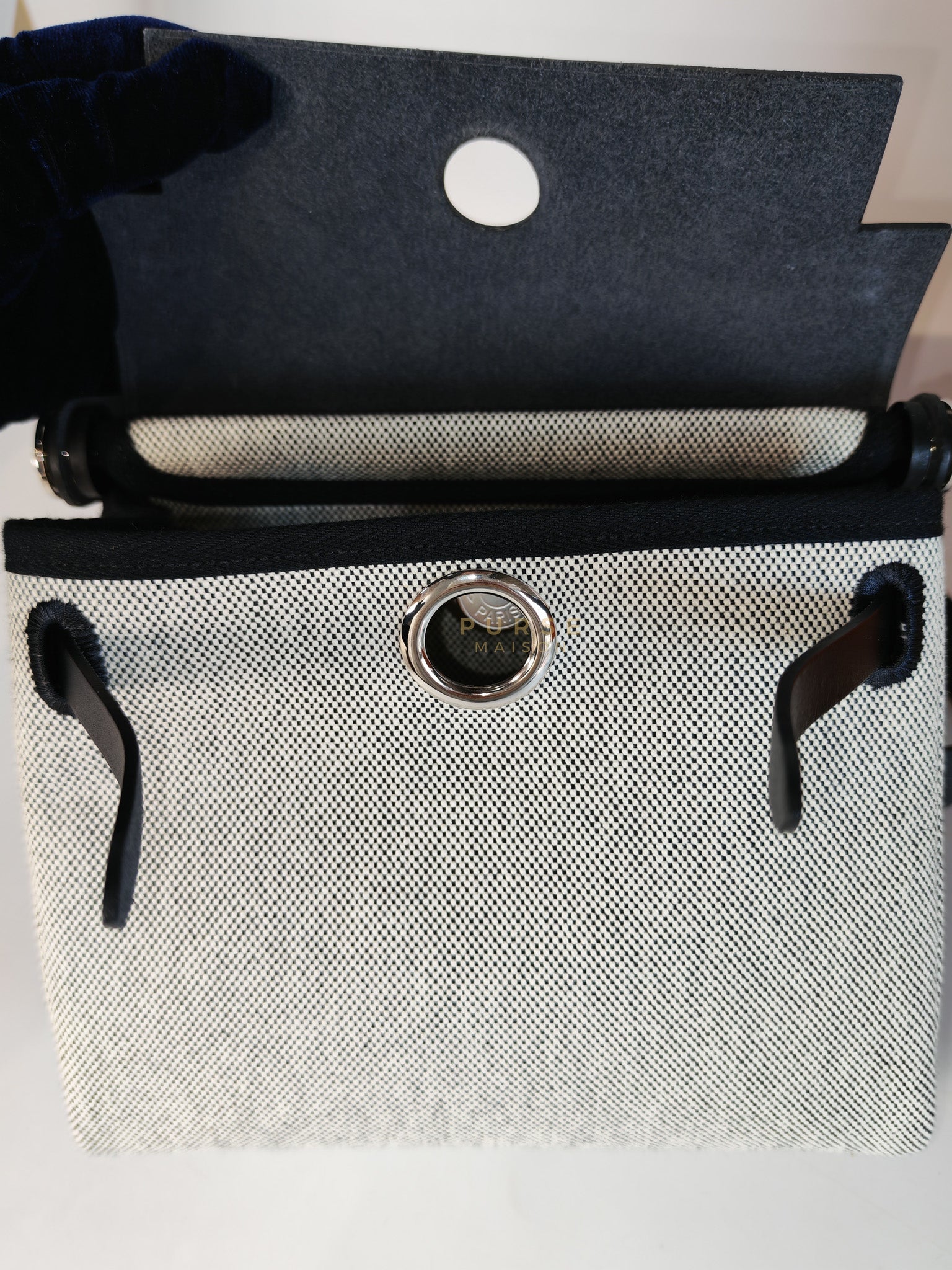 Mini Herbag Zip 20 in Black Leather Canvas and Palladium Hardware Stamp K (2025) | Purse Maison Luxury Bags Shop