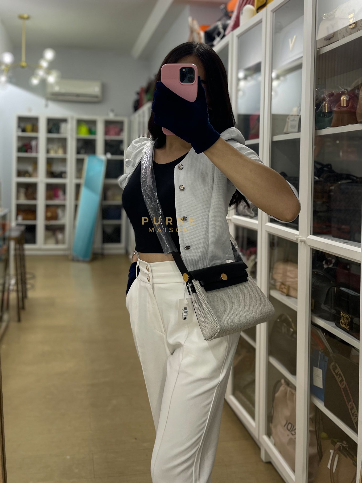 Mini Herbag Zip 20 in Viking/Vache Hunter Ecru & Gold Hardware Stamp K(2025) | Purse Maison Luxury Bags Shop