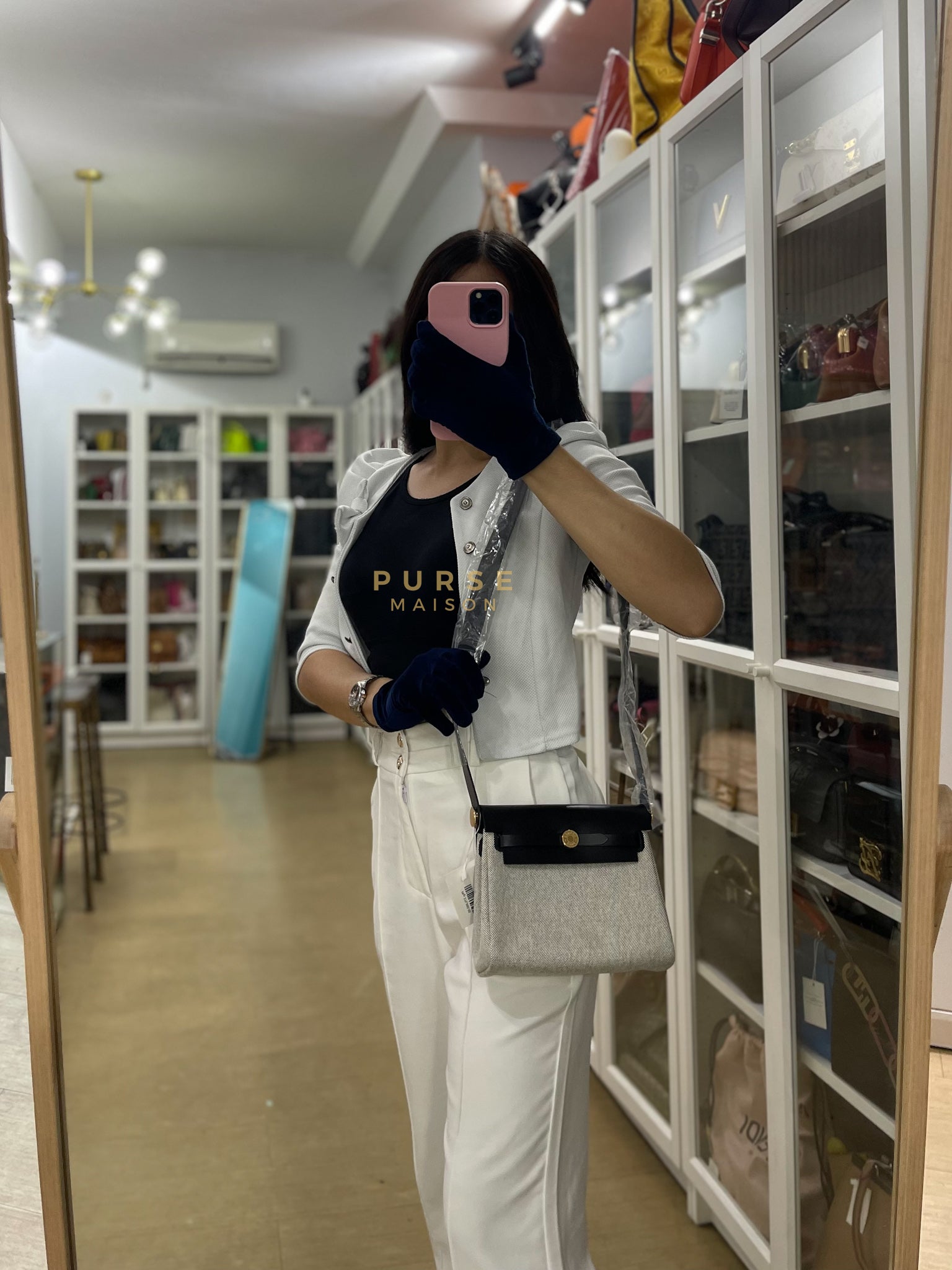 Mini Herbag Zip 20 in Viking/Vache Hunter Ecru & Gold Hardware Stamp K(2025) | Purse Maison Luxury Bags Shop