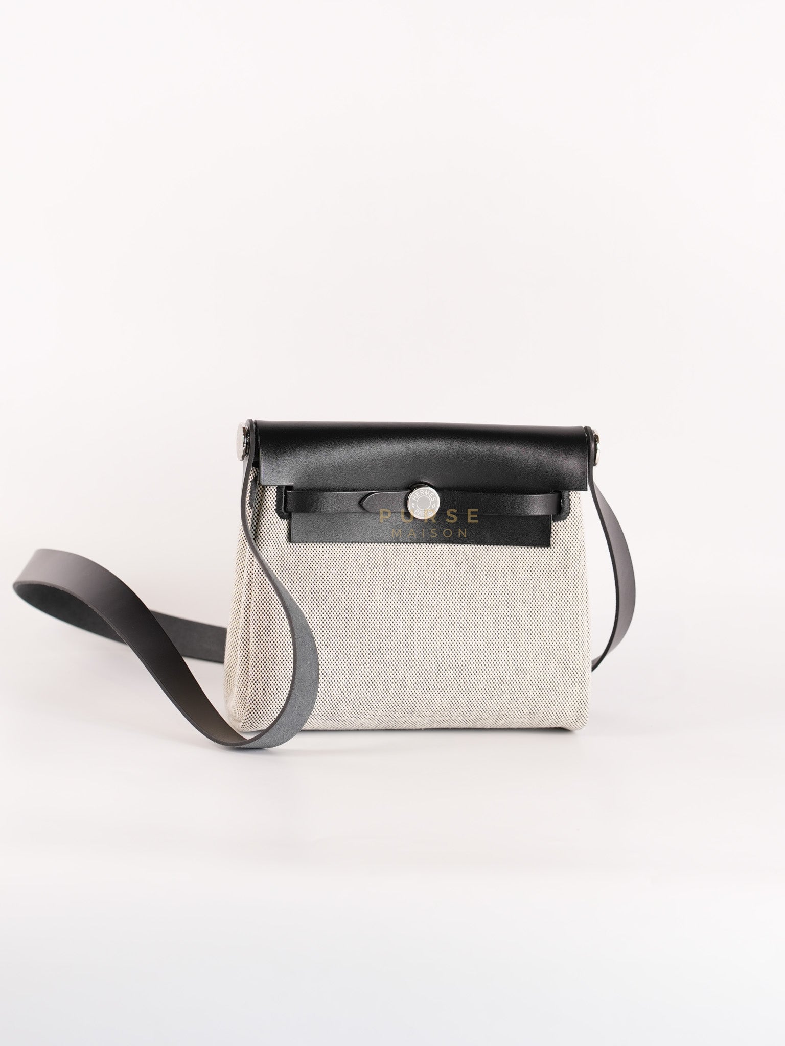 Mini Herbag Zip 20 in Black Leather Canvas and Palladium Hardware Stamp K (2025) | Purse Maison Luxury Bags Shop