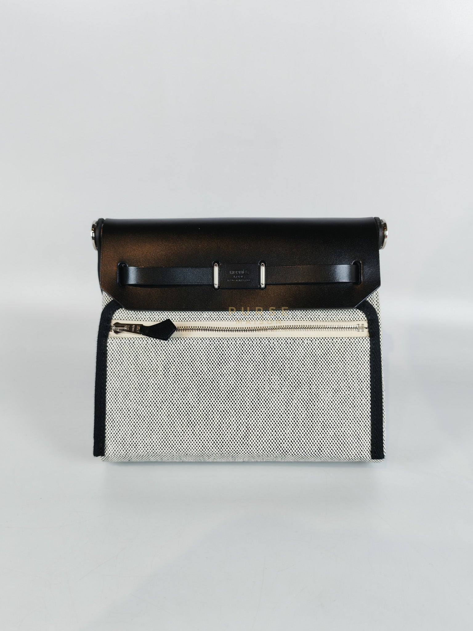 Mini Herbag Zip 20 in Black Leather Canvas and Palladium Hardware Stamp K (2025) | Purse Maison Luxury Bags Shop