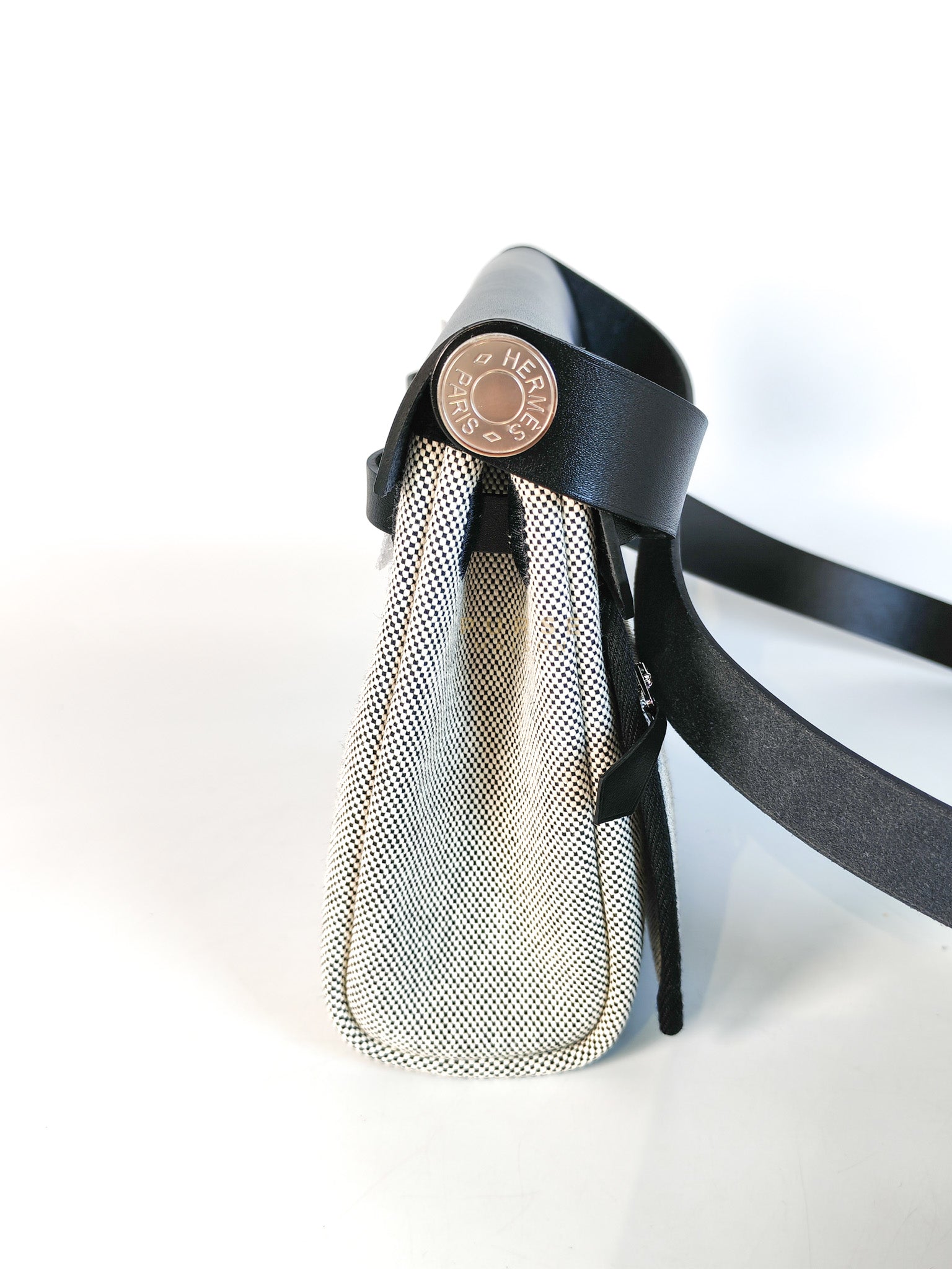 Mini Herbag Zip 20 in Black Leather Canvas and Palladium Hardware Stamp K (2025) | Purse Maison Luxury Bags Shop