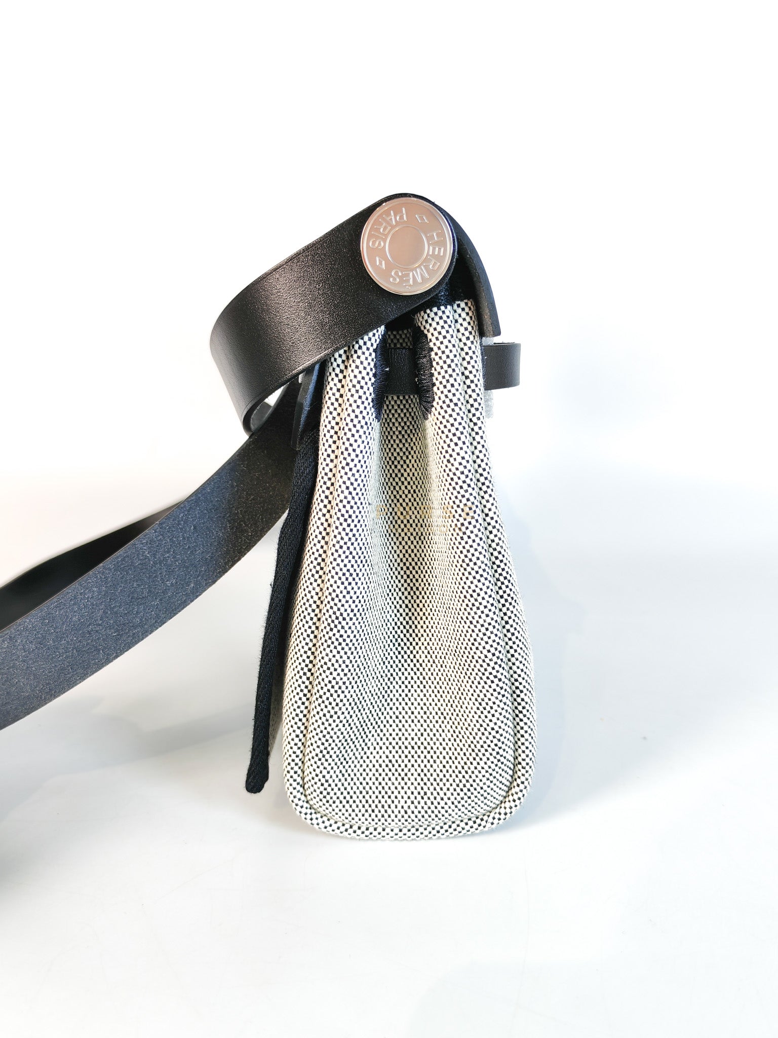 Mini Herbag Zip 20 in Black Leather Canvas and Palladium Hardware Stamp K (2025) | Purse Maison Luxury Bags Shop