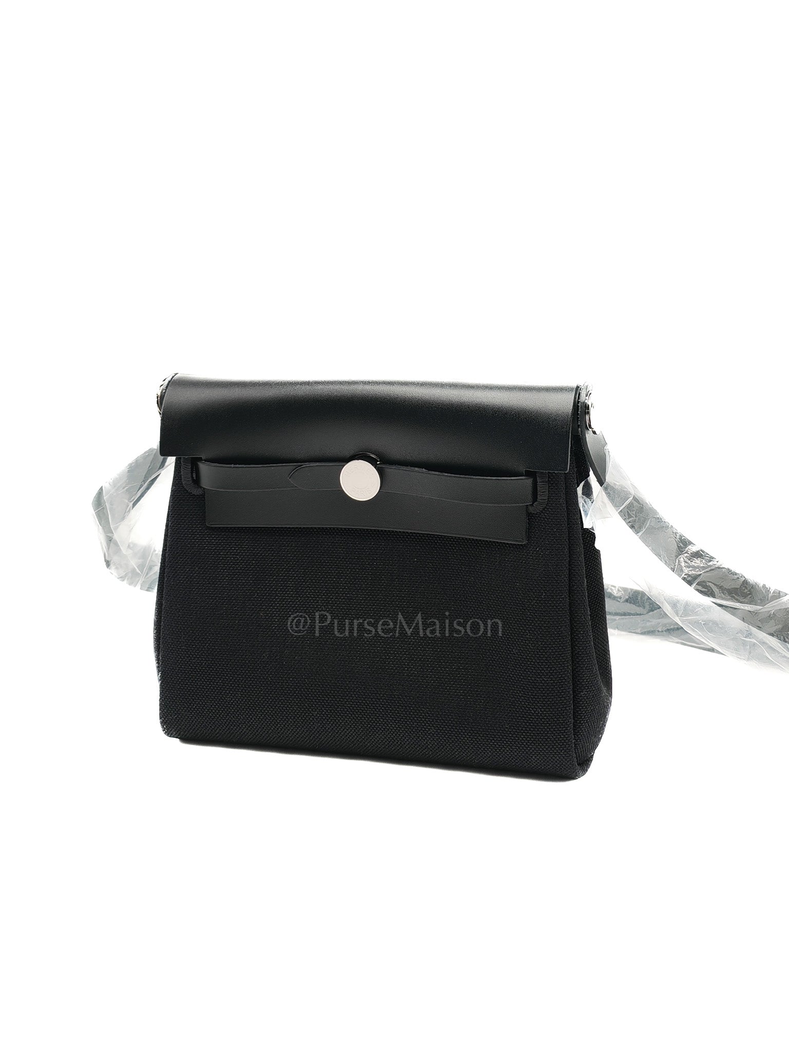 Mini Herbag Zip 20 in Black Military Toile Canvas & Palladium Hardware Stamp G(2026) | Purse Maison Luxury Bags Shop