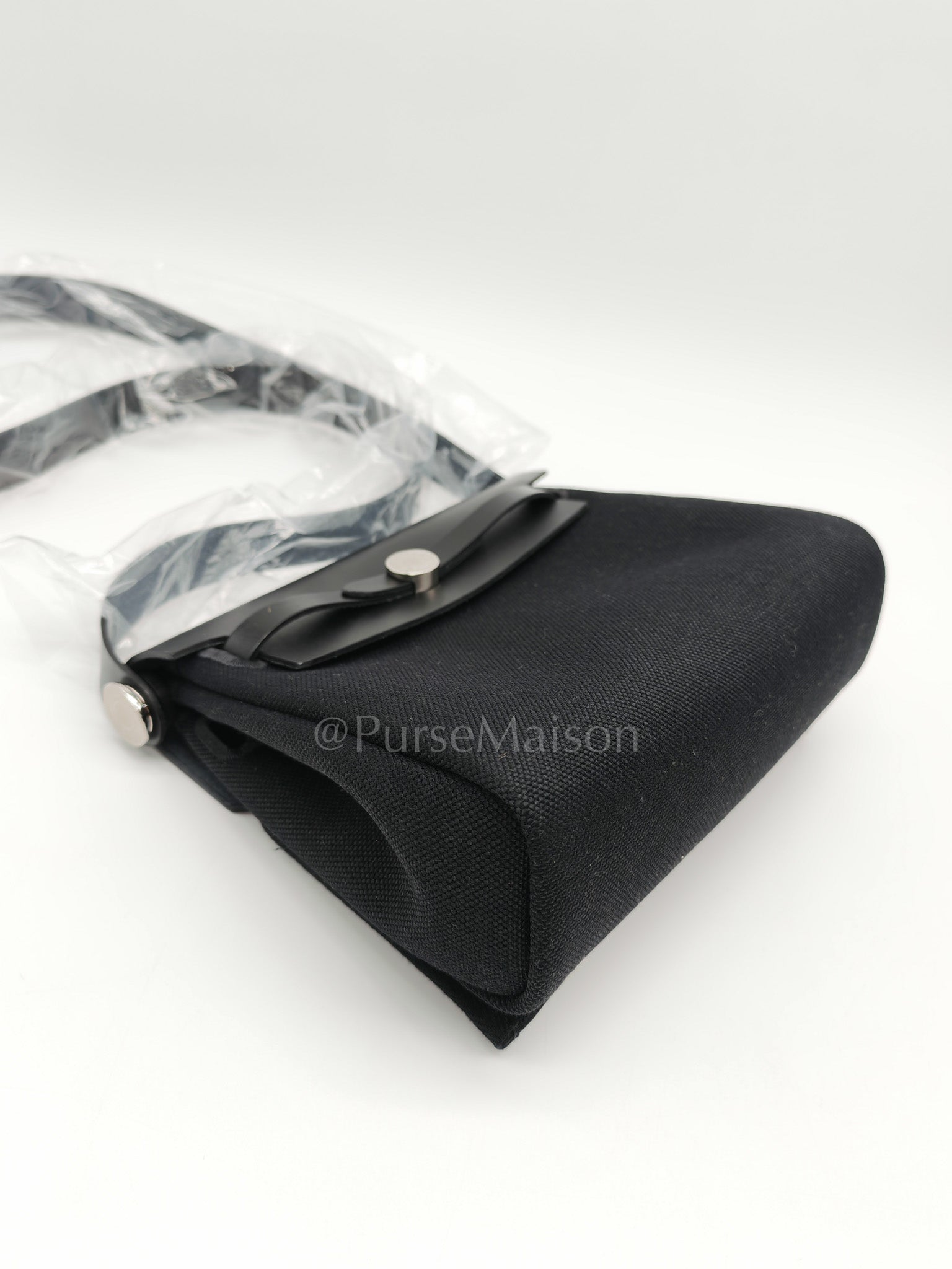Mini Herbag Zip 20 in Black Military Toile Canvas & Palladium Hardware Stamp G(2026) | Purse Maison Luxury Bags Shop
