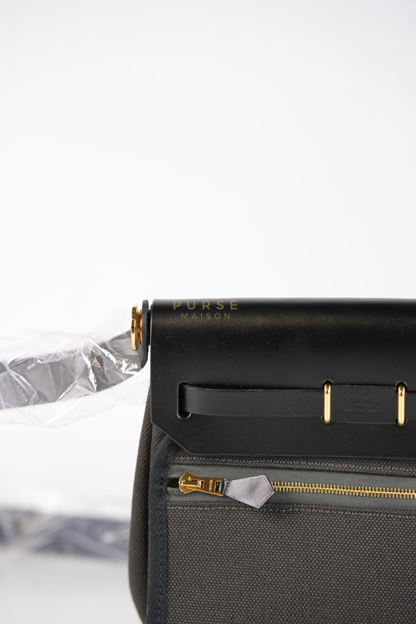 Mini Herbag Zip 20 in Black (Noir) Dark Bronze Canvas Gold Hardware Stamp K (2025) | Purse Maison Luxury Bags Shop