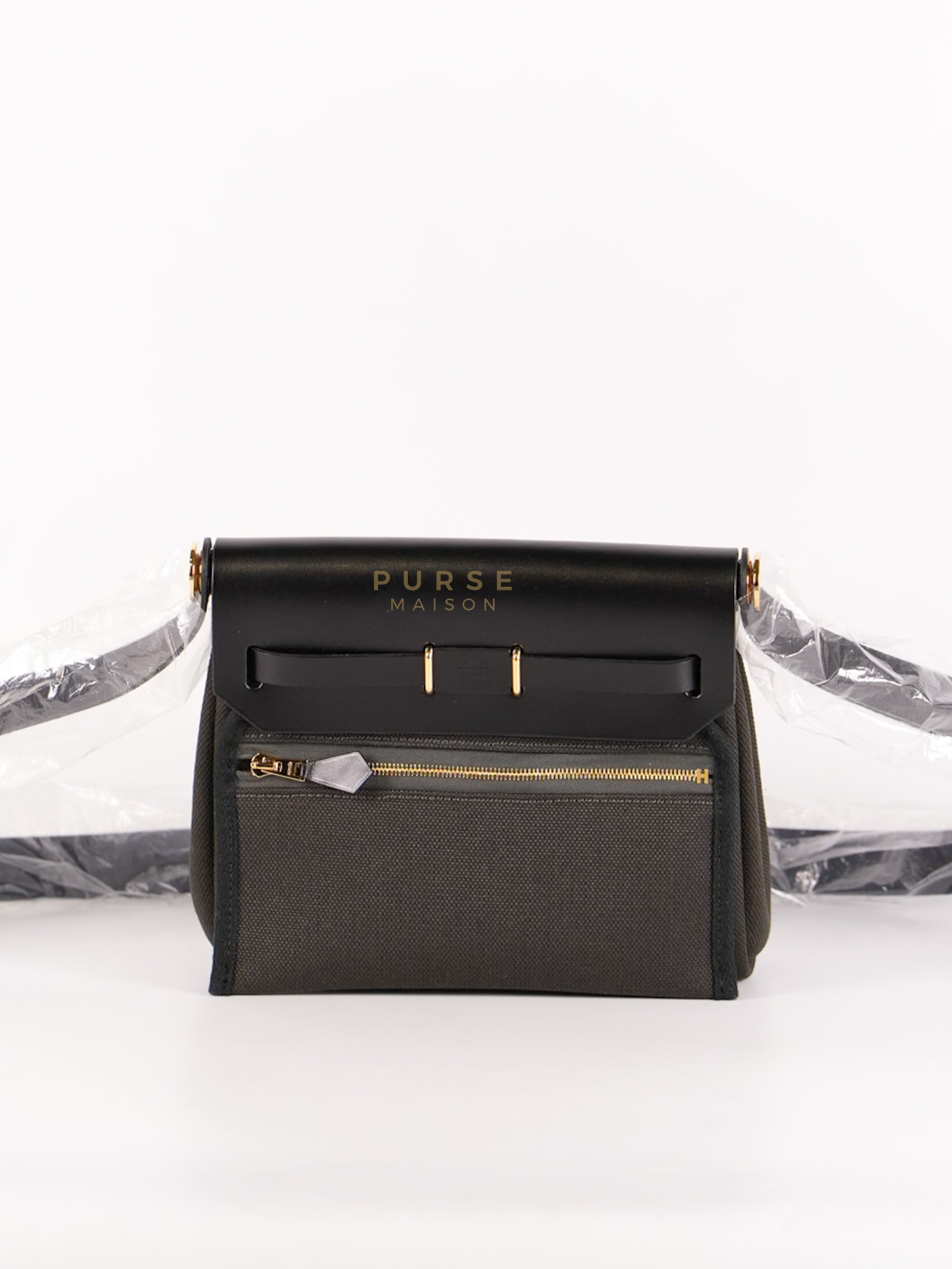 Mini Herbag Zip 20 in Black (Noir) Dark Bronze Canvas Gold Hardware Stamp K (2025) | Purse Maison Luxury Bags Shop