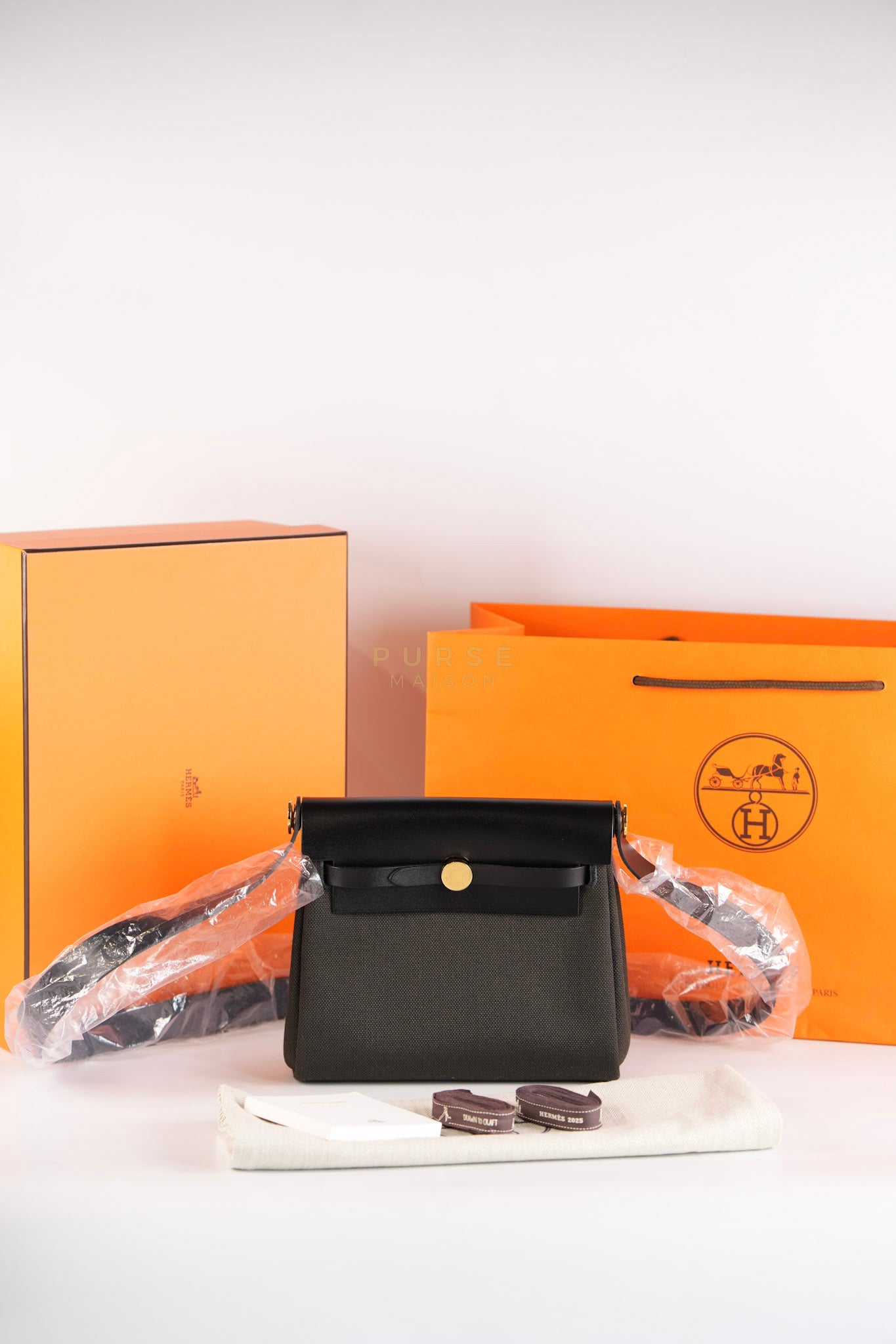 Mini Herbag Zip 20 in Black (Noir) Dark Bronze Canvas Gold Hardware Stamp K (2025) | Purse Maison Luxury Bags Shop