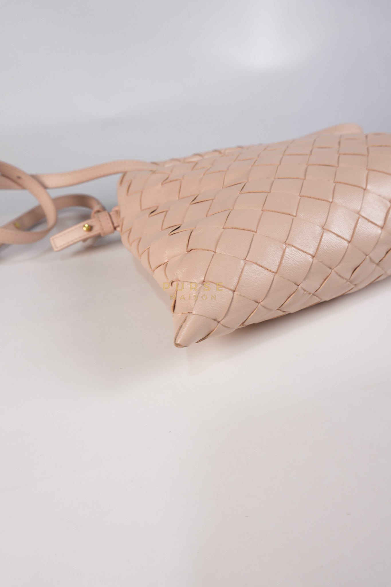 Mini Hop Light Pink Intrecciato Leather Crossbody Bag | Purse Maison Luxury Bags Shop
