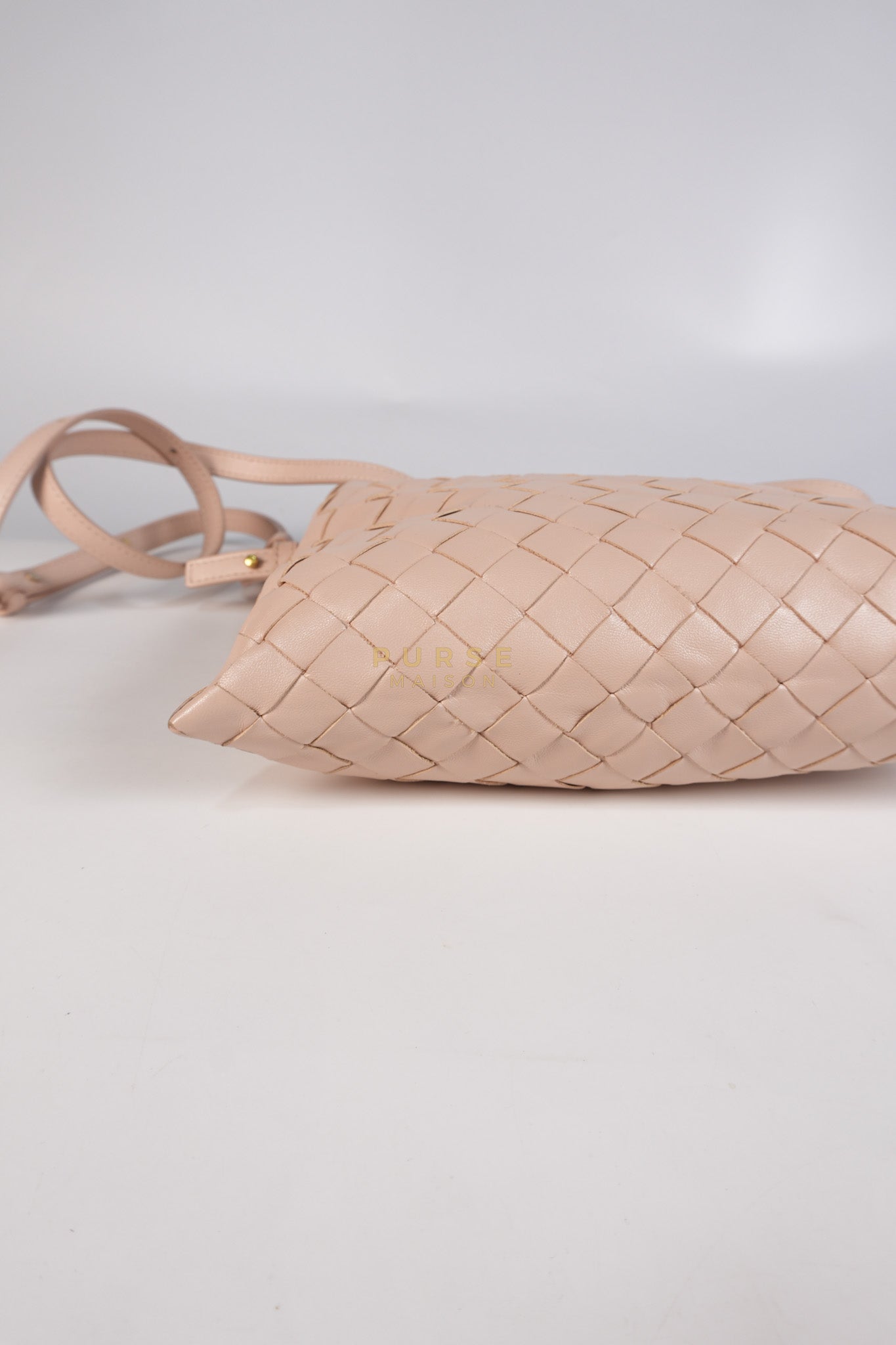 Mini Hop Light Pink Intrecciato Leather Crossbody Bag | Purse Maison Luxury Bags Shop
