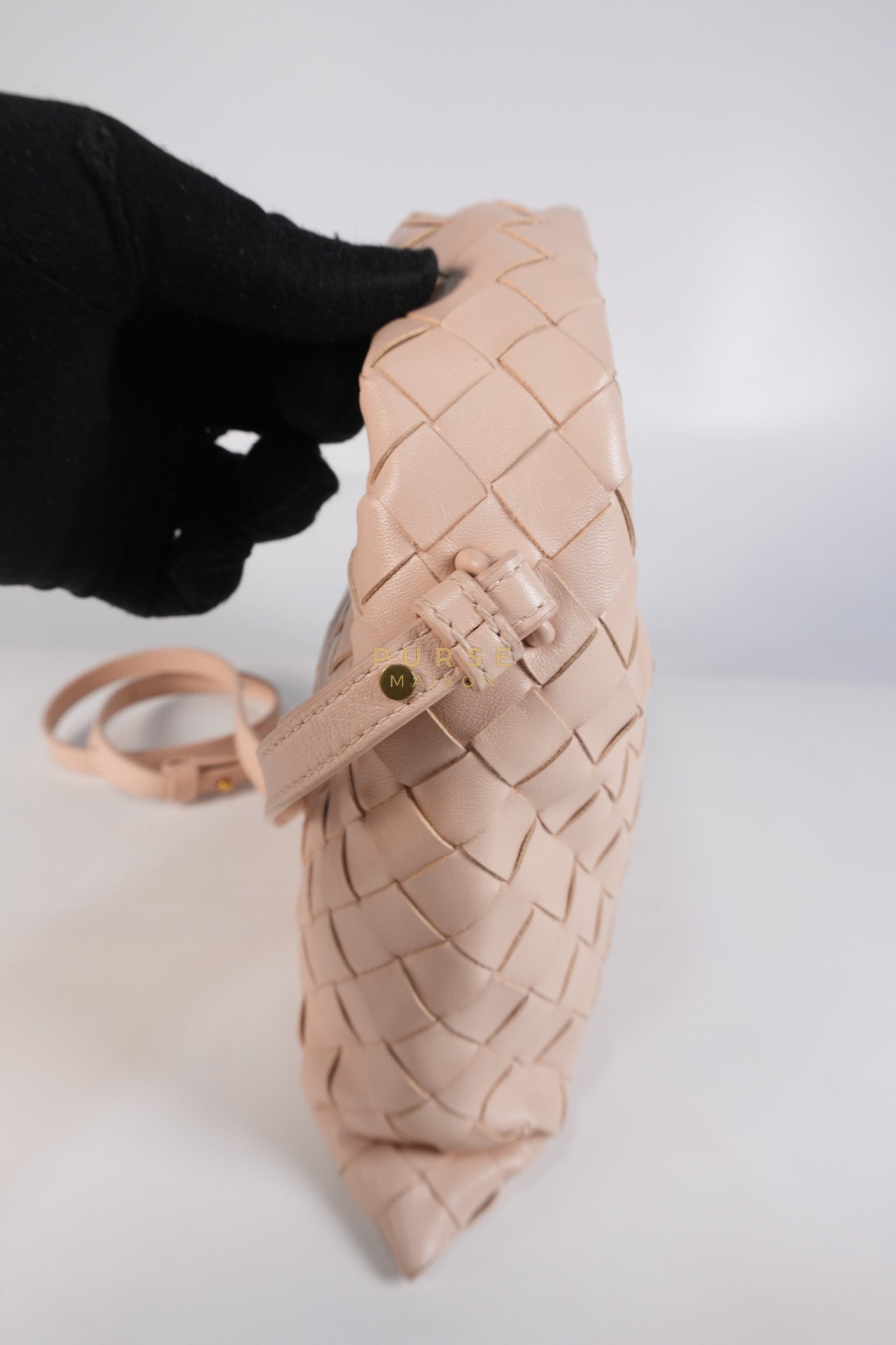 Mini Hop Light Pink Intrecciato Leather Crossbody Bag | Purse Maison Luxury Bags Shop