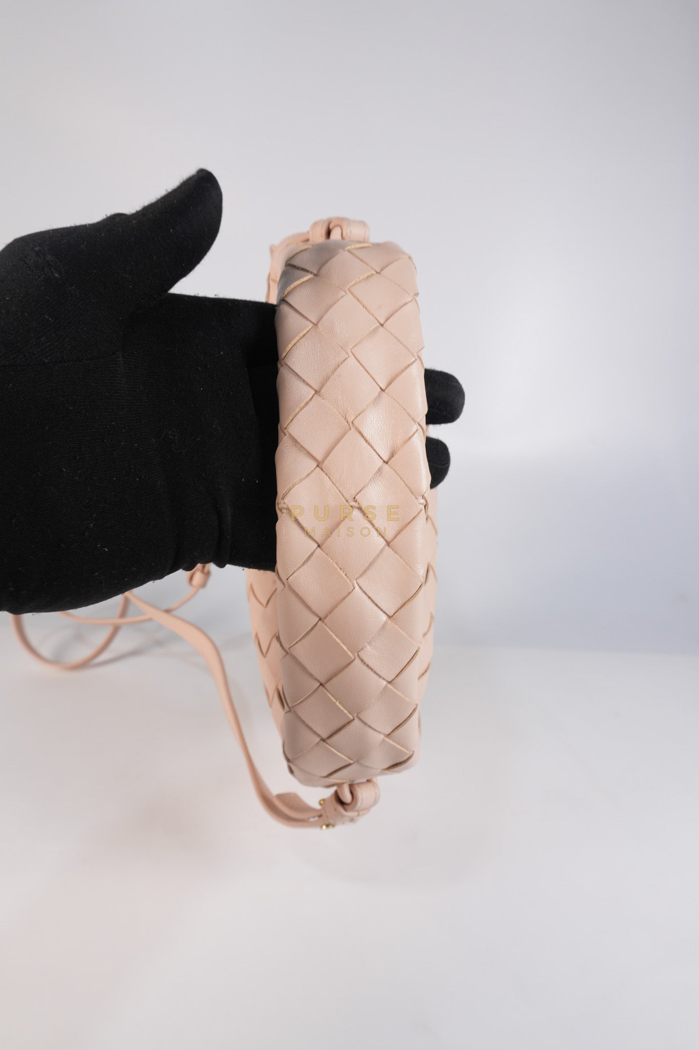 Mini Hop Light Pink Intrecciato Leather Crossbody Bag | Purse Maison Luxury Bags Shop