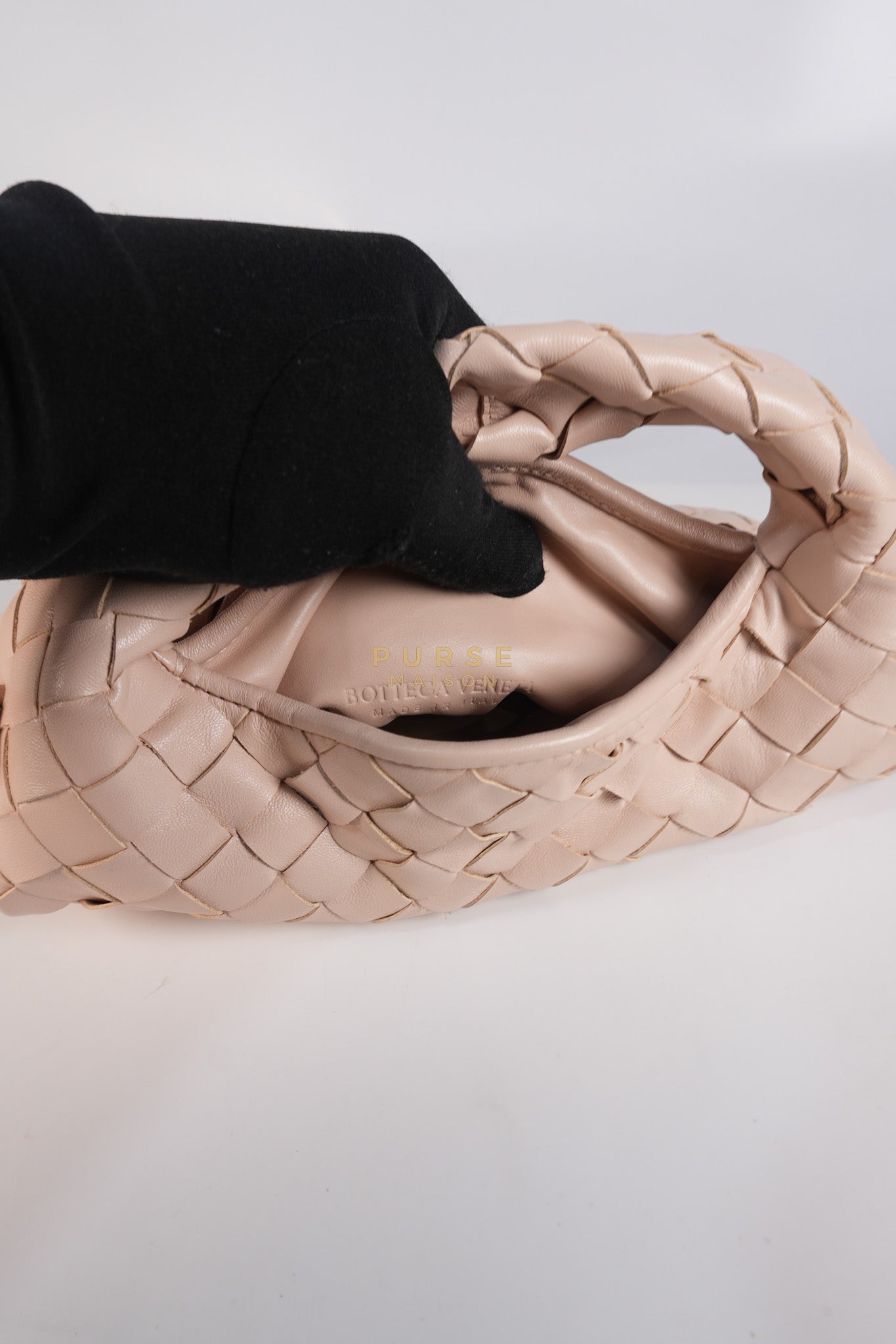 Mini Hop Light Pink Intrecciato Leather Crossbody Bag | Purse Maison Luxury Bags Shop