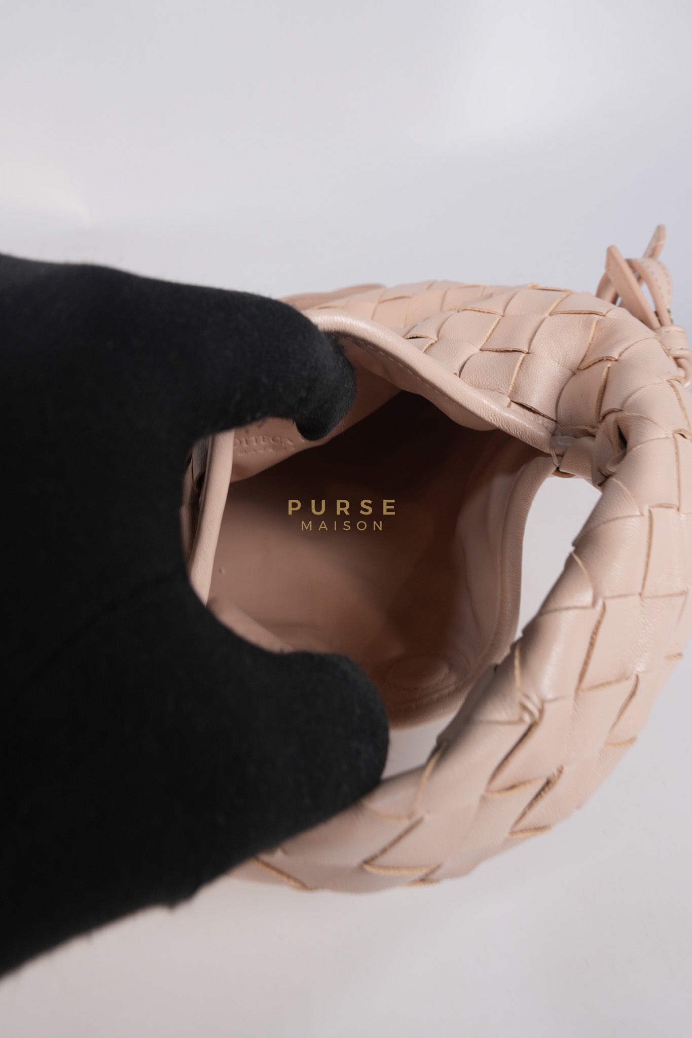 Mini Hop Light Pink Intrecciato Leather Crossbody Bag | Purse Maison Luxury Bags Shop