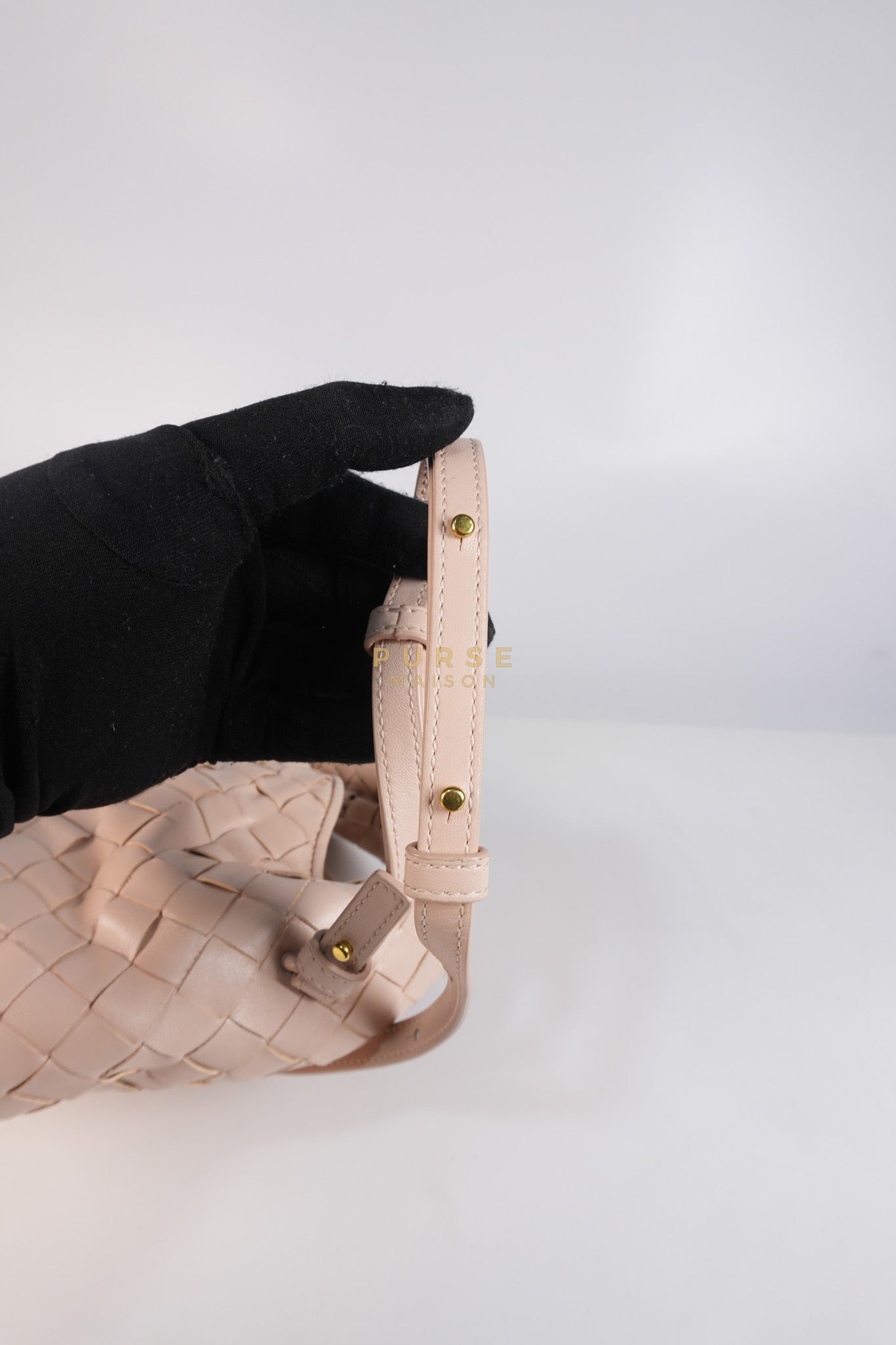 Mini Hop Light Pink Intrecciato Leather Crossbody Bag | Purse Maison Luxury Bags Shop