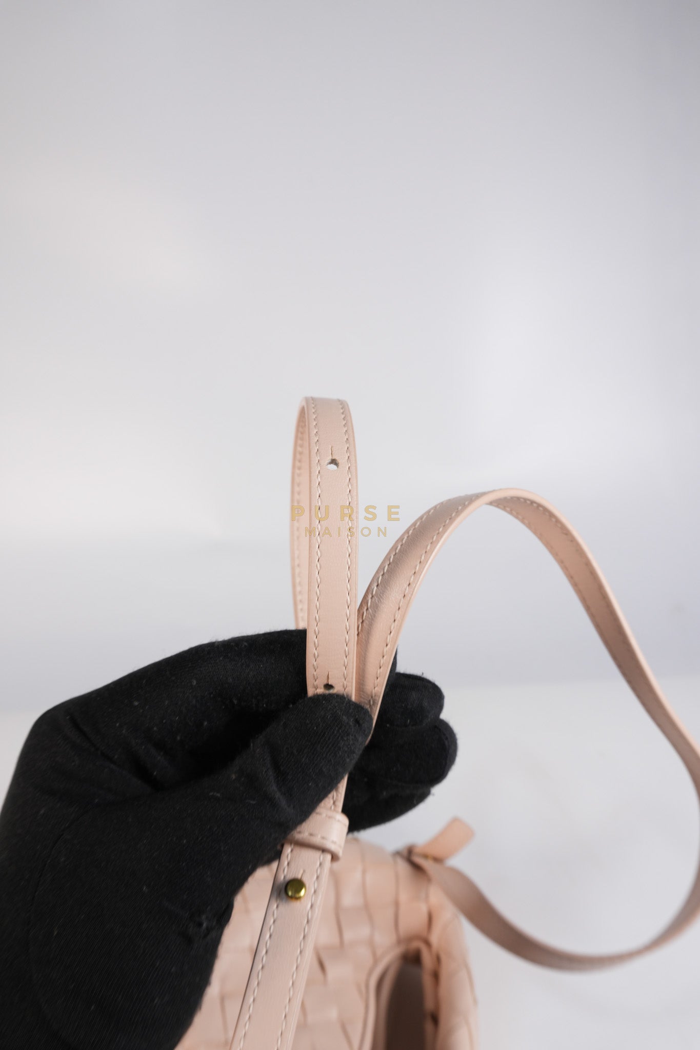 Mini Hop Light Pink Intrecciato Leather Crossbody Bag | Purse Maison Luxury Bags Shop