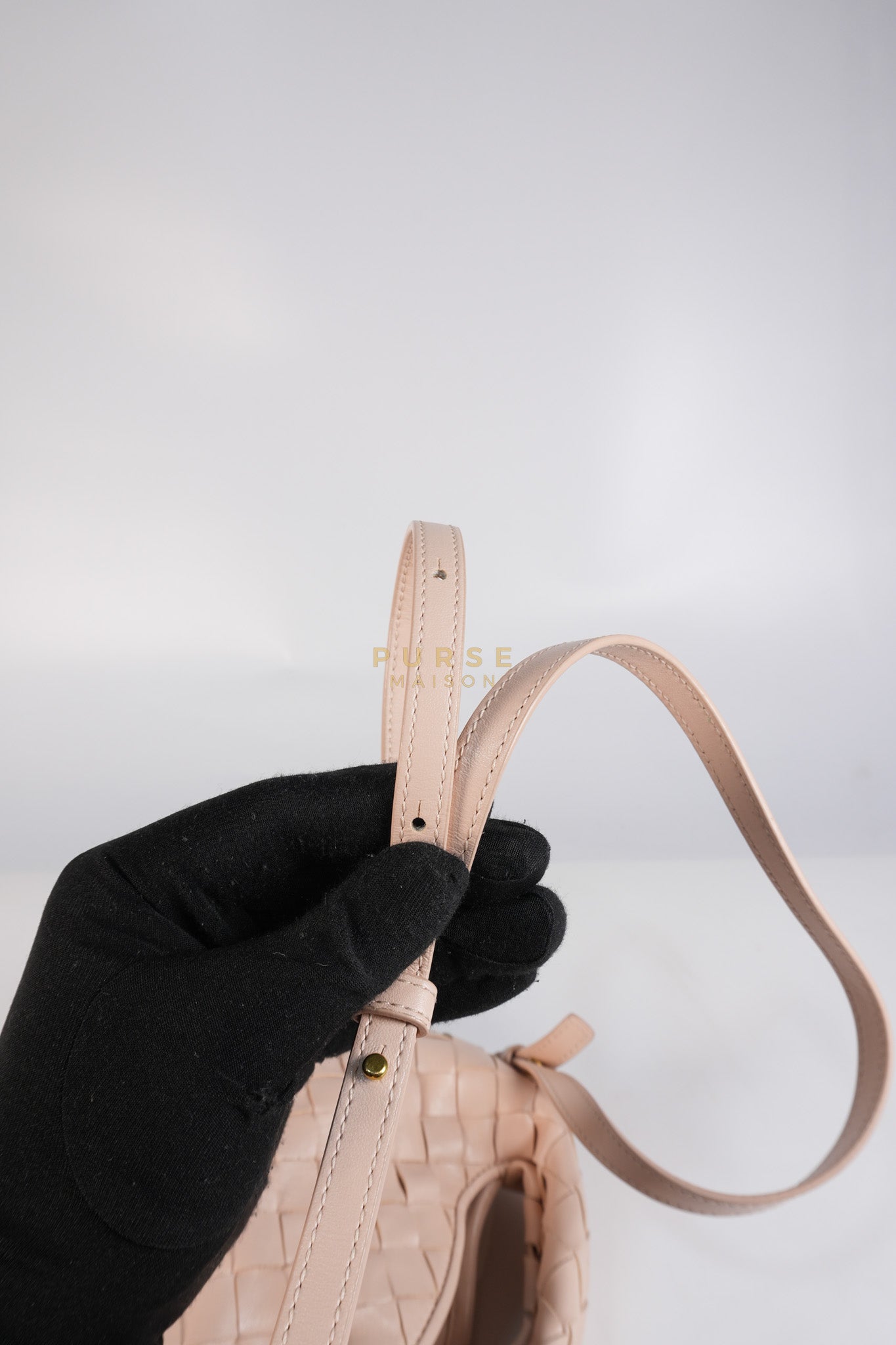 Mini Hop Light Pink Intrecciato Leather Crossbody Bag | Purse Maison Luxury Bags Shop