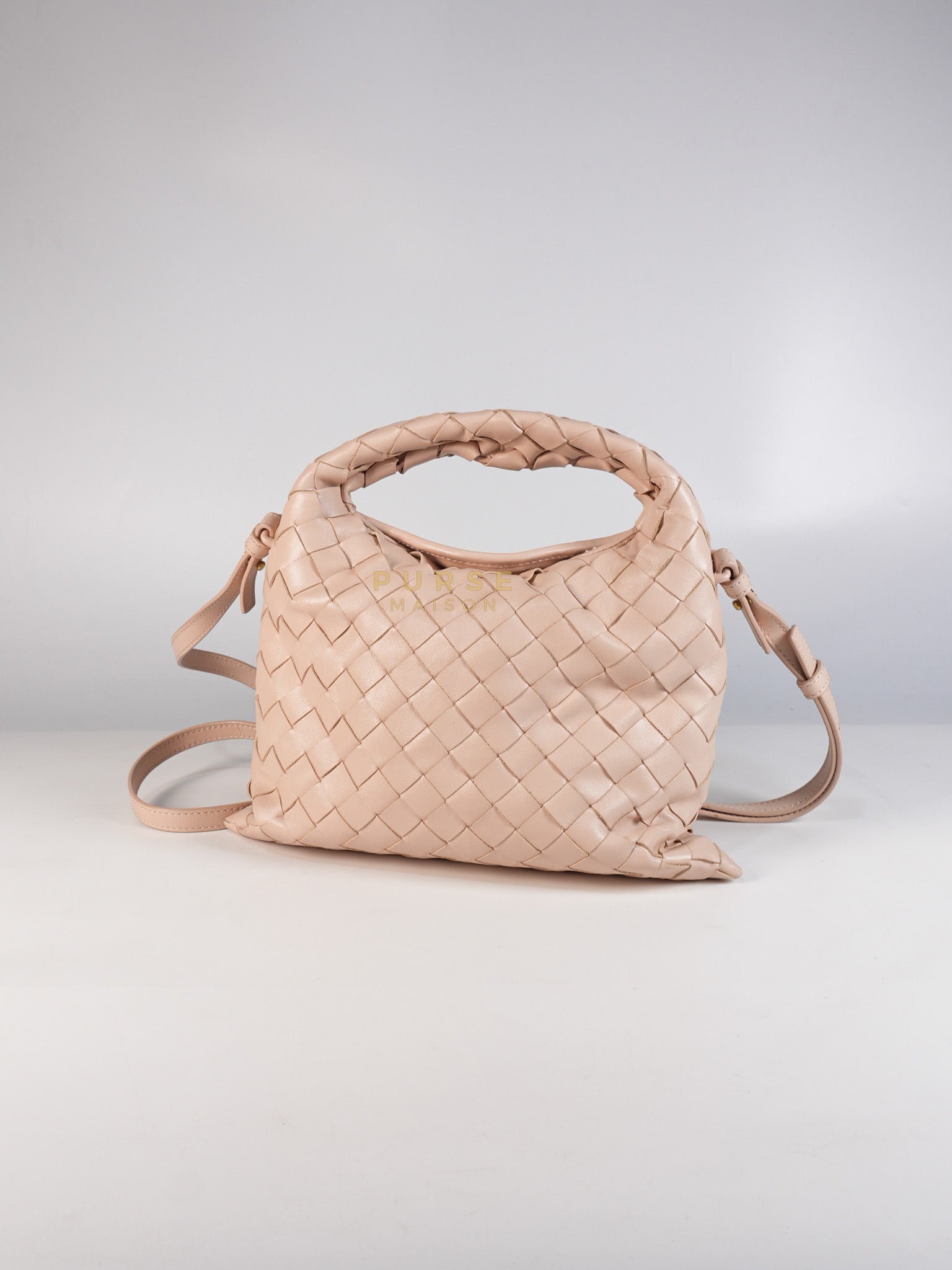 Mini Hop Light Pink Intrecciato Leather Crossbody Bag | Purse Maison Luxury Bags Shop