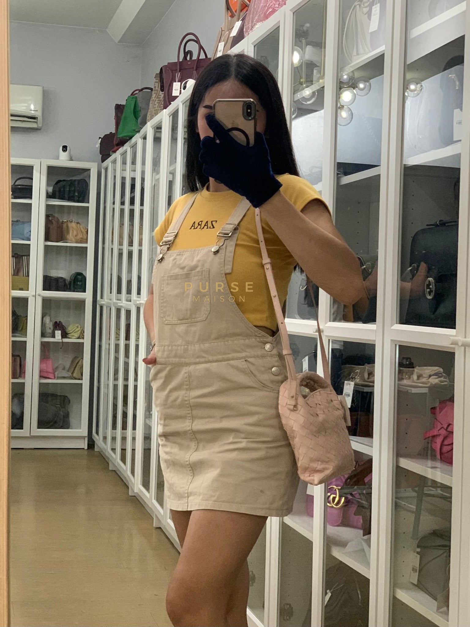 Mini Hop Light Pink Intrecciato Leather Crossbody Bag | Purse Maison Luxury Bags Shop