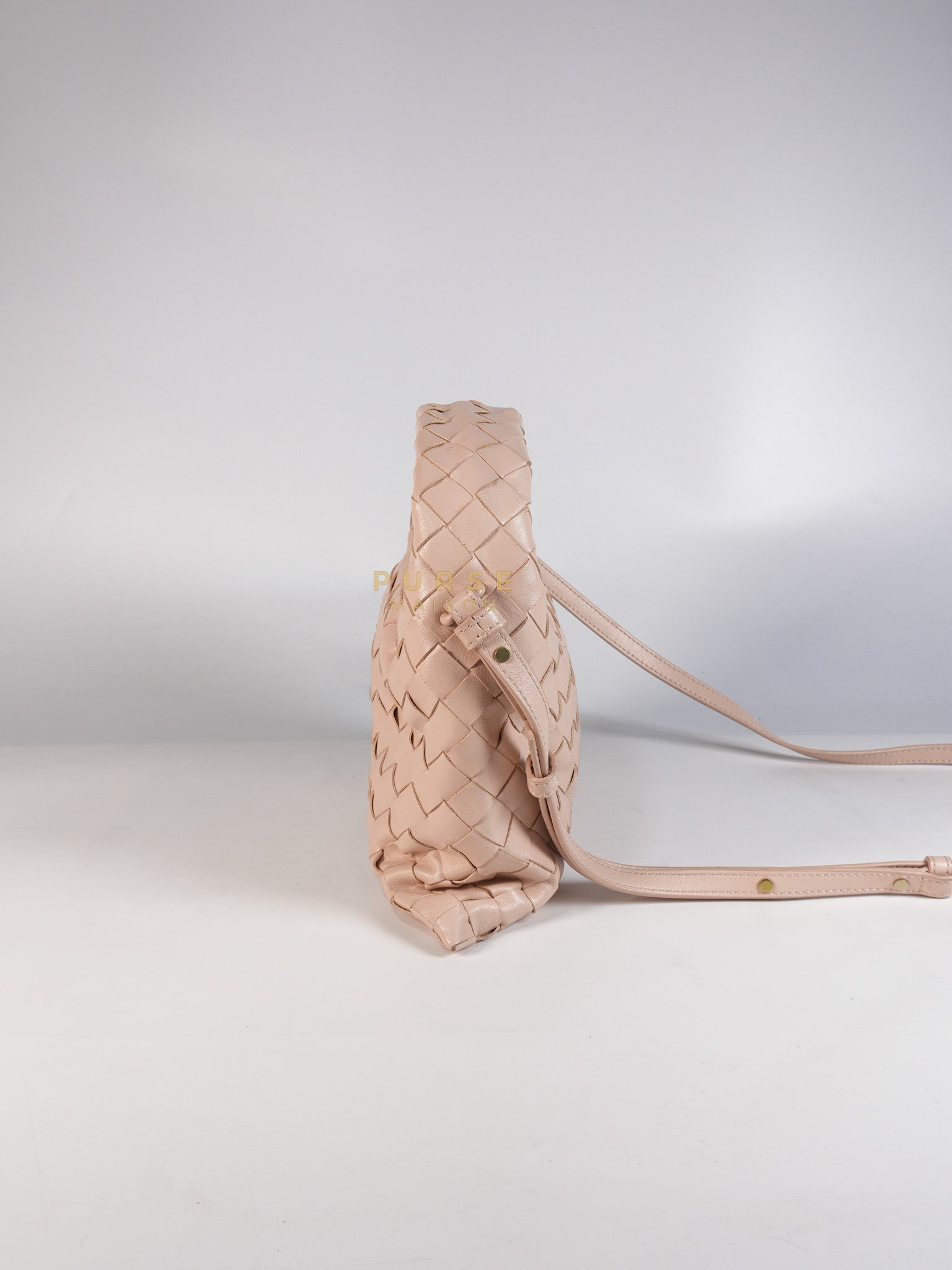 Mini Hop Light Pink Intrecciato Leather Crossbody Bag | Purse Maison Luxury Bags Shop