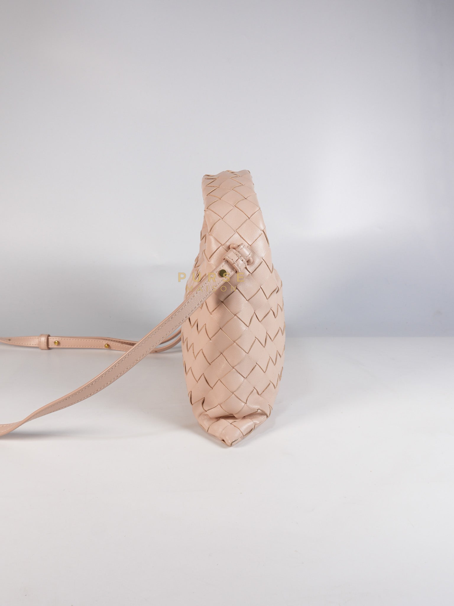Mini Hop Light Pink Intrecciato Leather Crossbody Bag | Purse Maison Luxury Bags Shop