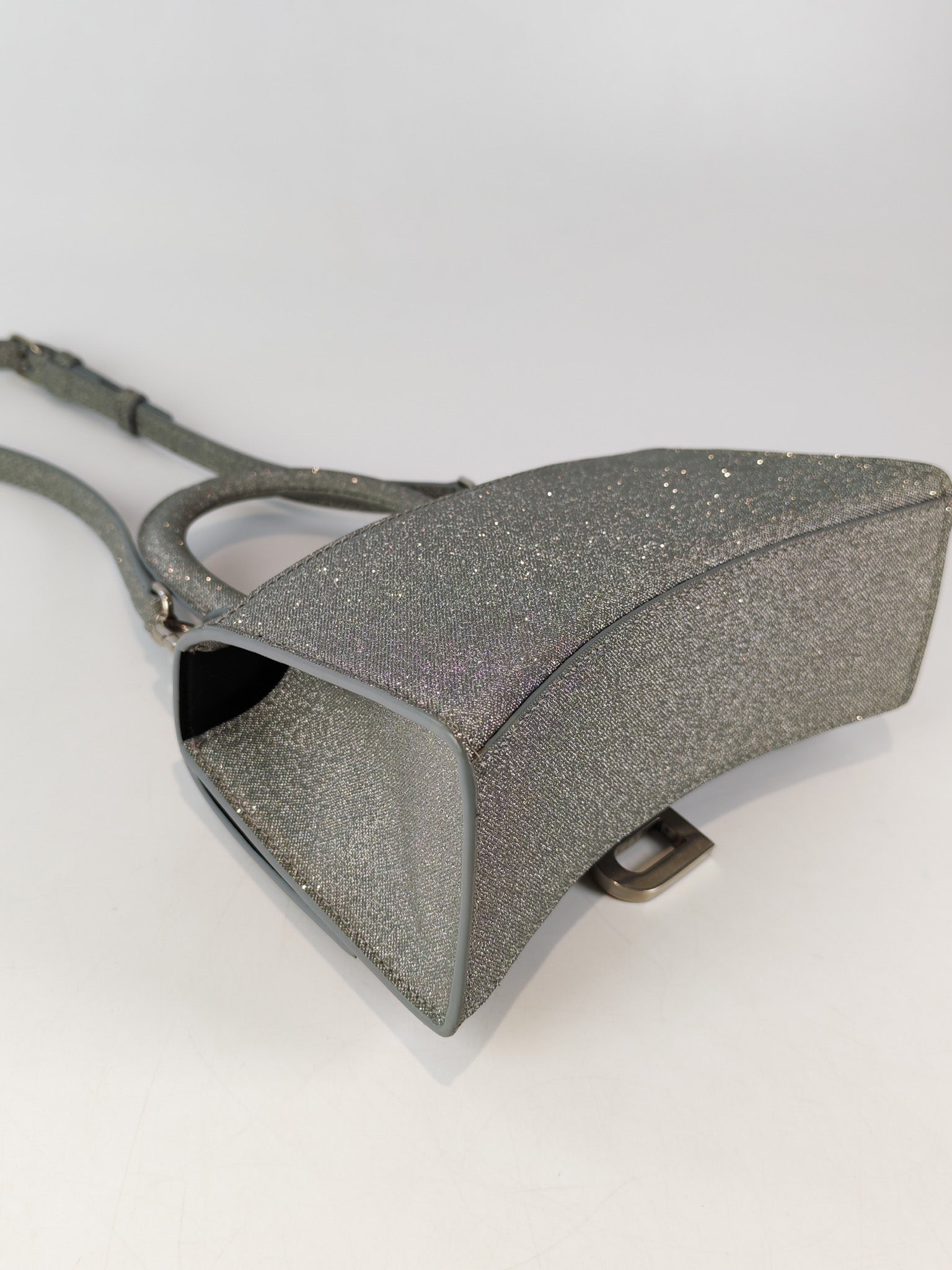 Mini Hourglass in Glitter Silver Shoulder Bag | Purse Maison Luxury Bags Shop