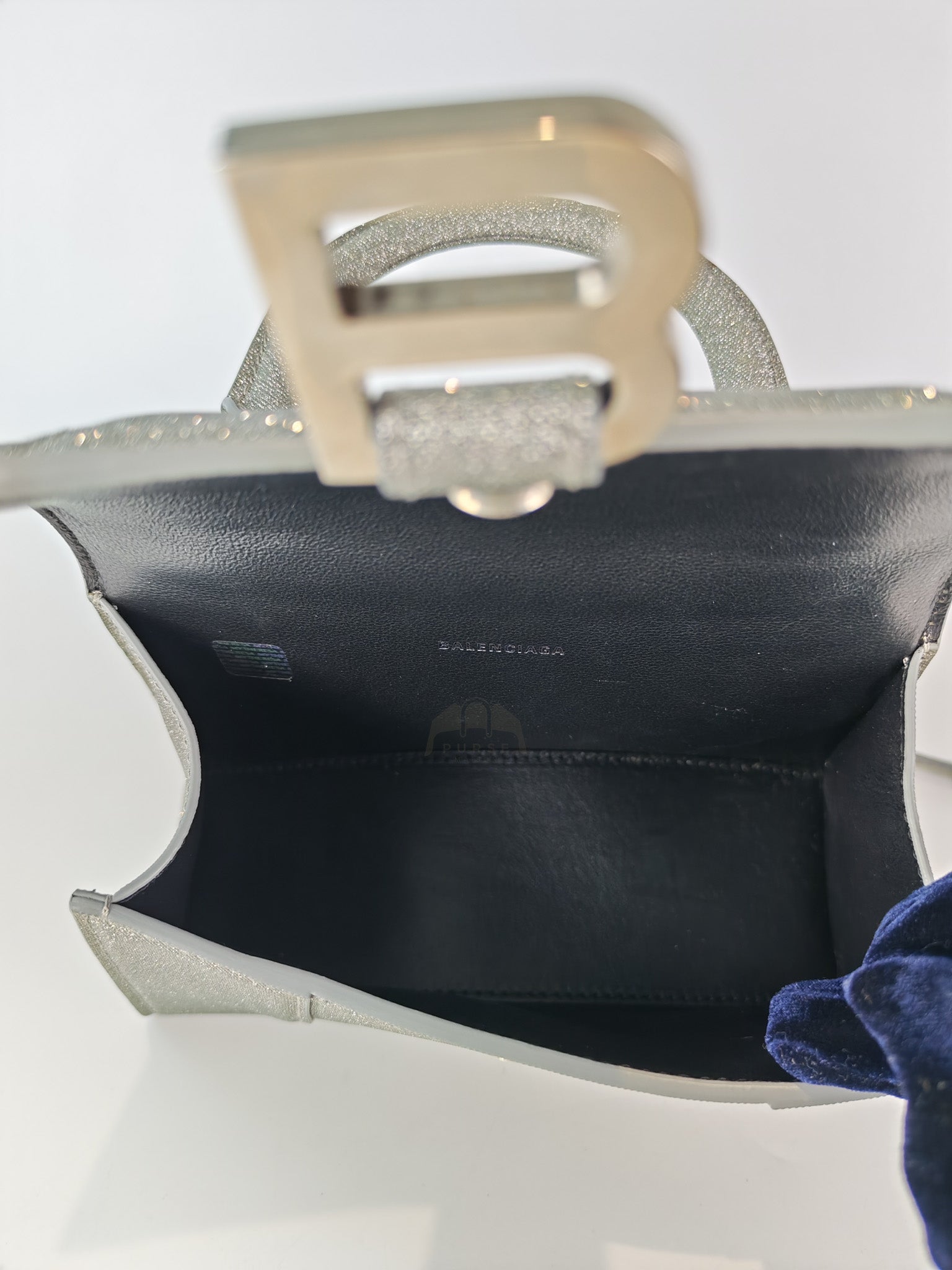 Mini Hourglass in Glitter Silver Shoulder Bag | Purse Maison Luxury Bags Shop