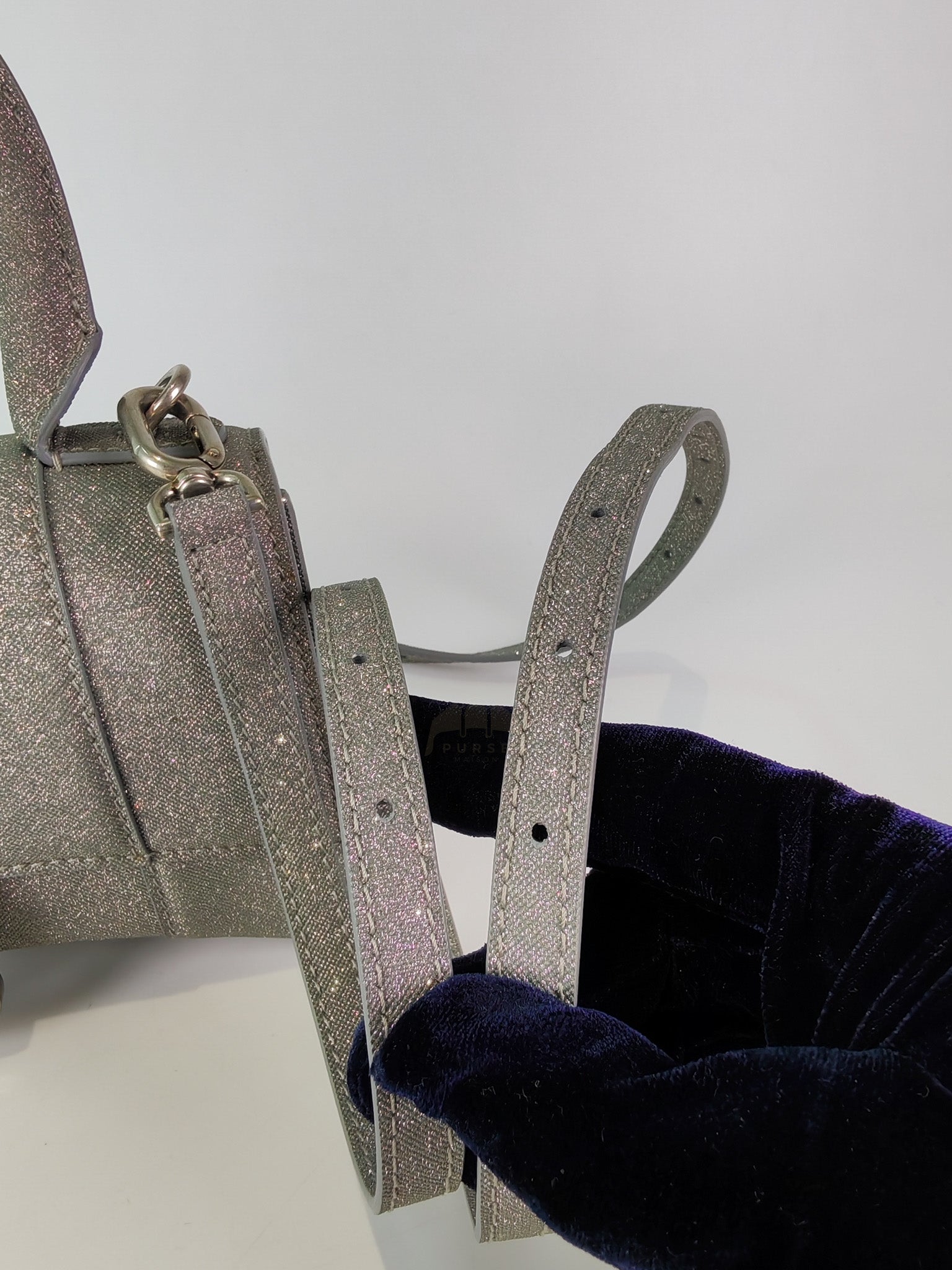 Mini Hourglass in Glitter Silver Shoulder Bag | Purse Maison Luxury Bags Shop