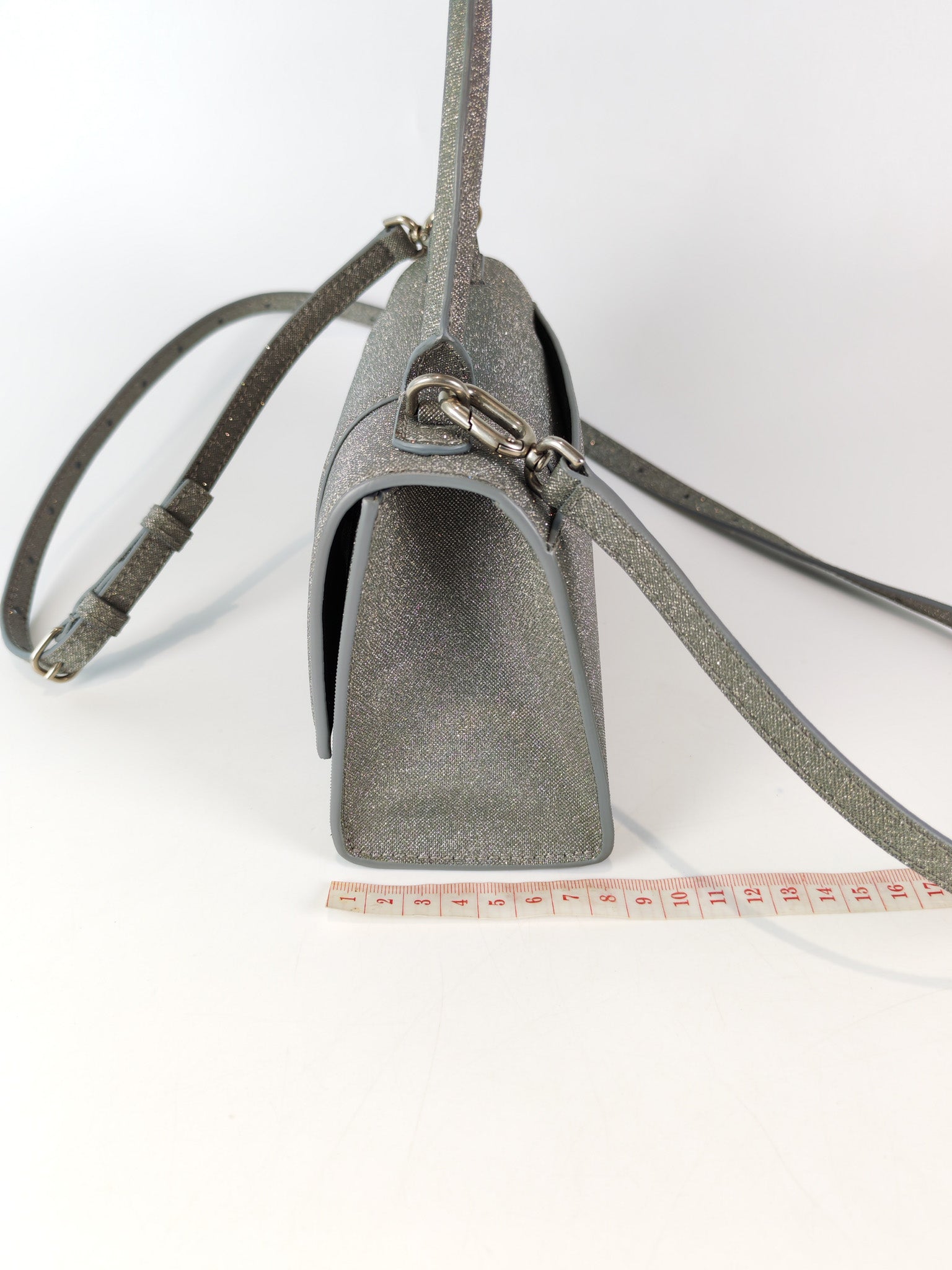 Mini Hourglass in Glitter Silver Shoulder Bag | Purse Maison Luxury Bags Shop