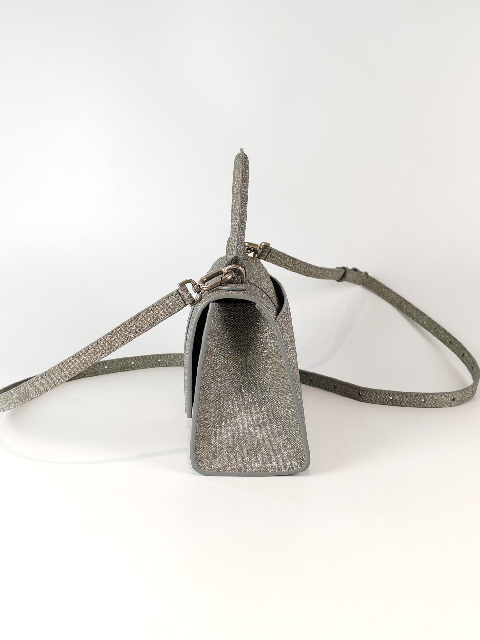 Mini Hourglass in Glitter Silver Shoulder Bag | Purse Maison Luxury Bags Shop