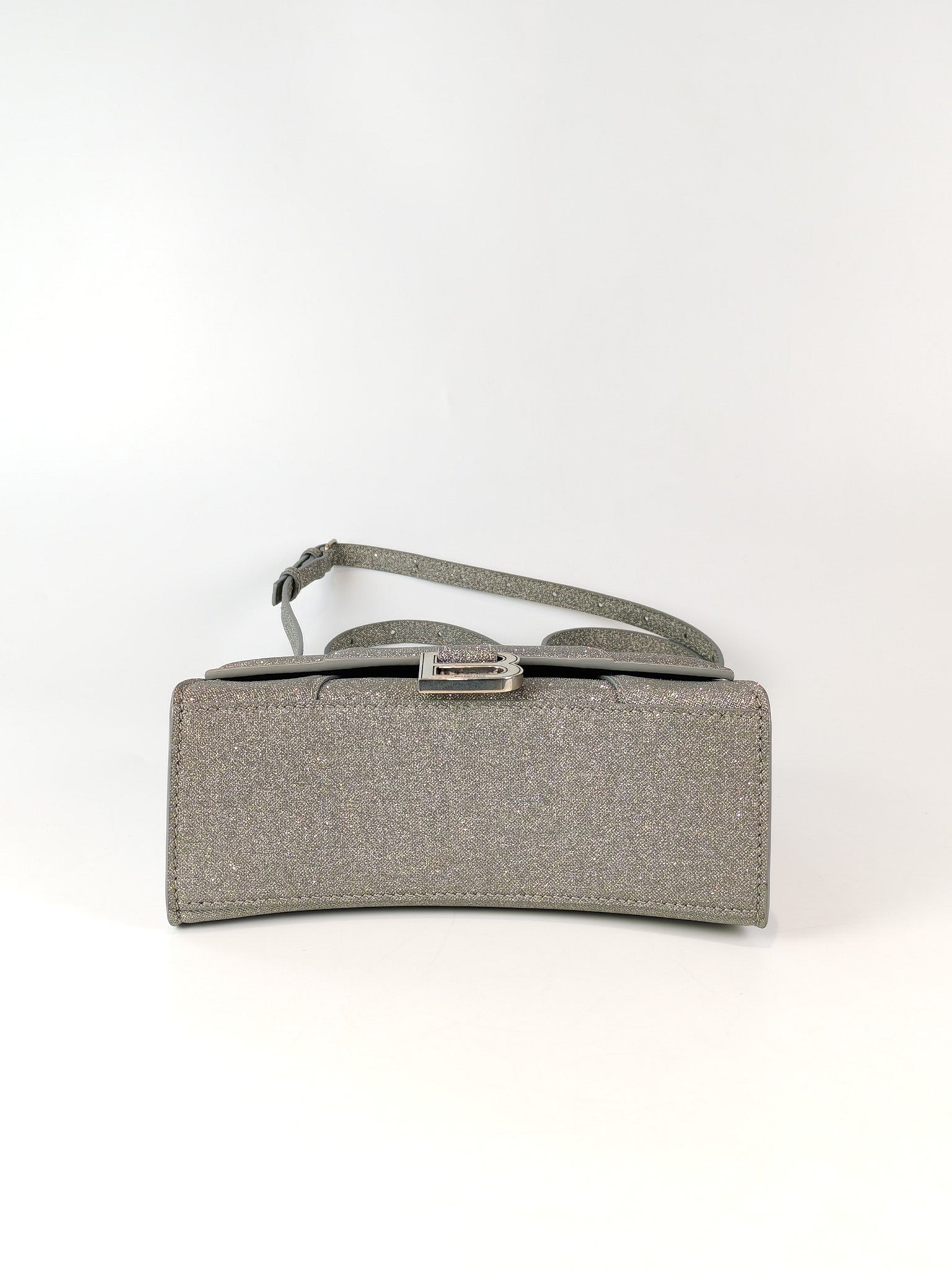 Mini Hourglass in Glitter Silver Shoulder Bag | Purse Maison Luxury Bags Shop