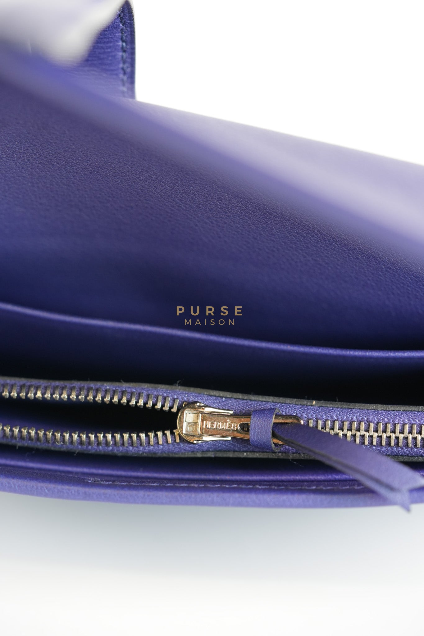 Mini Jige Duo Wallet in Iris Evercolor Leather | Purse Maison Luxury Bags Shop