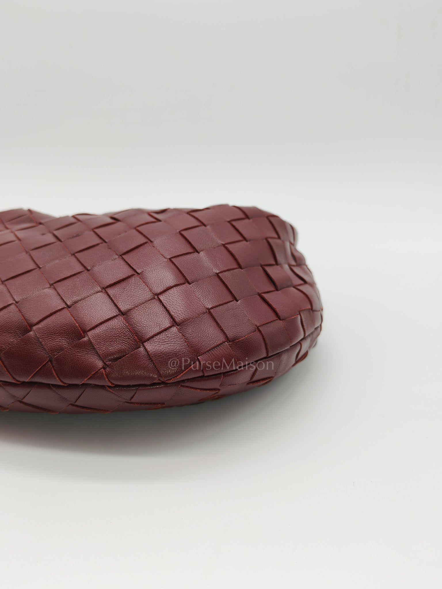 Mini Jodie in Burgundy Intrecciato Leather Handbag | Purse Maison Luxury Bags Shop