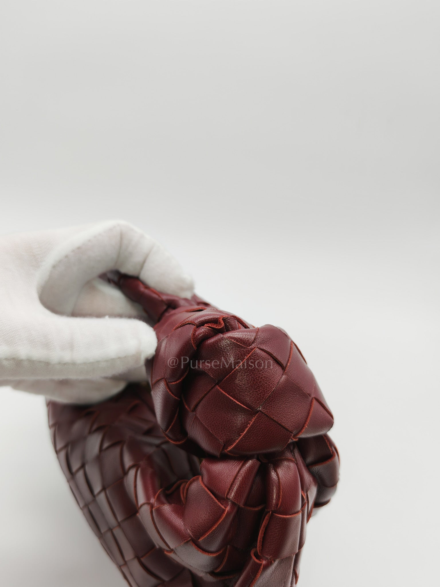 Mini Jodie in Burgundy Intrecciato Leather Handbag | Purse Maison Luxury Bags Shop
