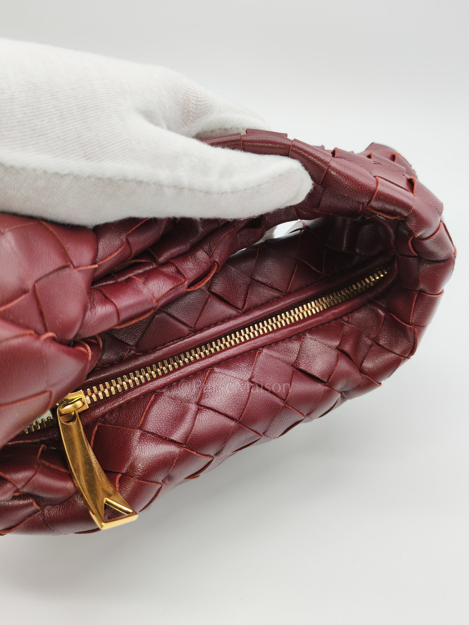 Mini Jodie in Burgundy Intrecciato Leather Handbag | Purse Maison Luxury Bags Shop