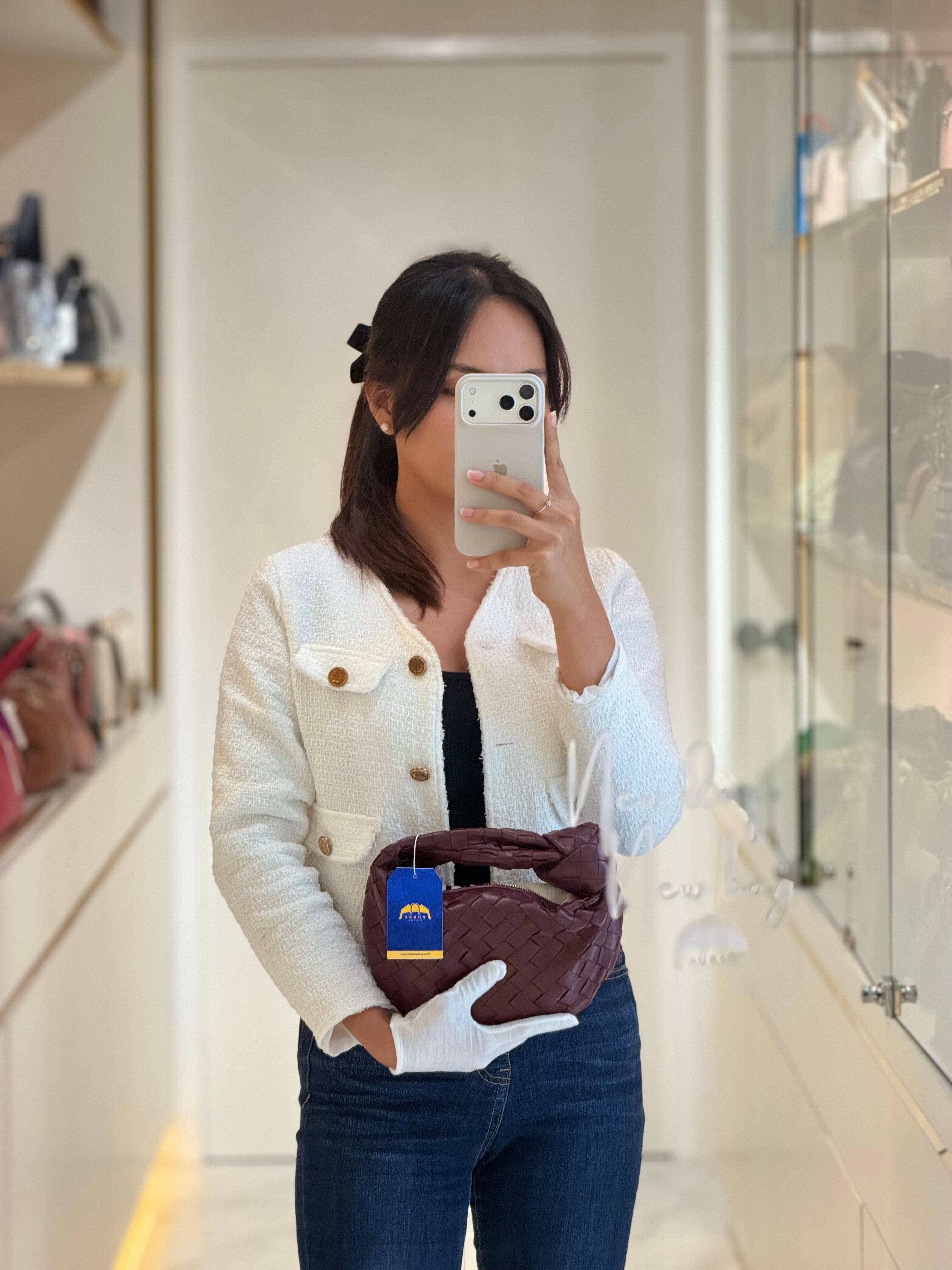 Mini Jodie in Burgundy Intrecciato Leather Handbag | Purse Maison Luxury Bags Shop