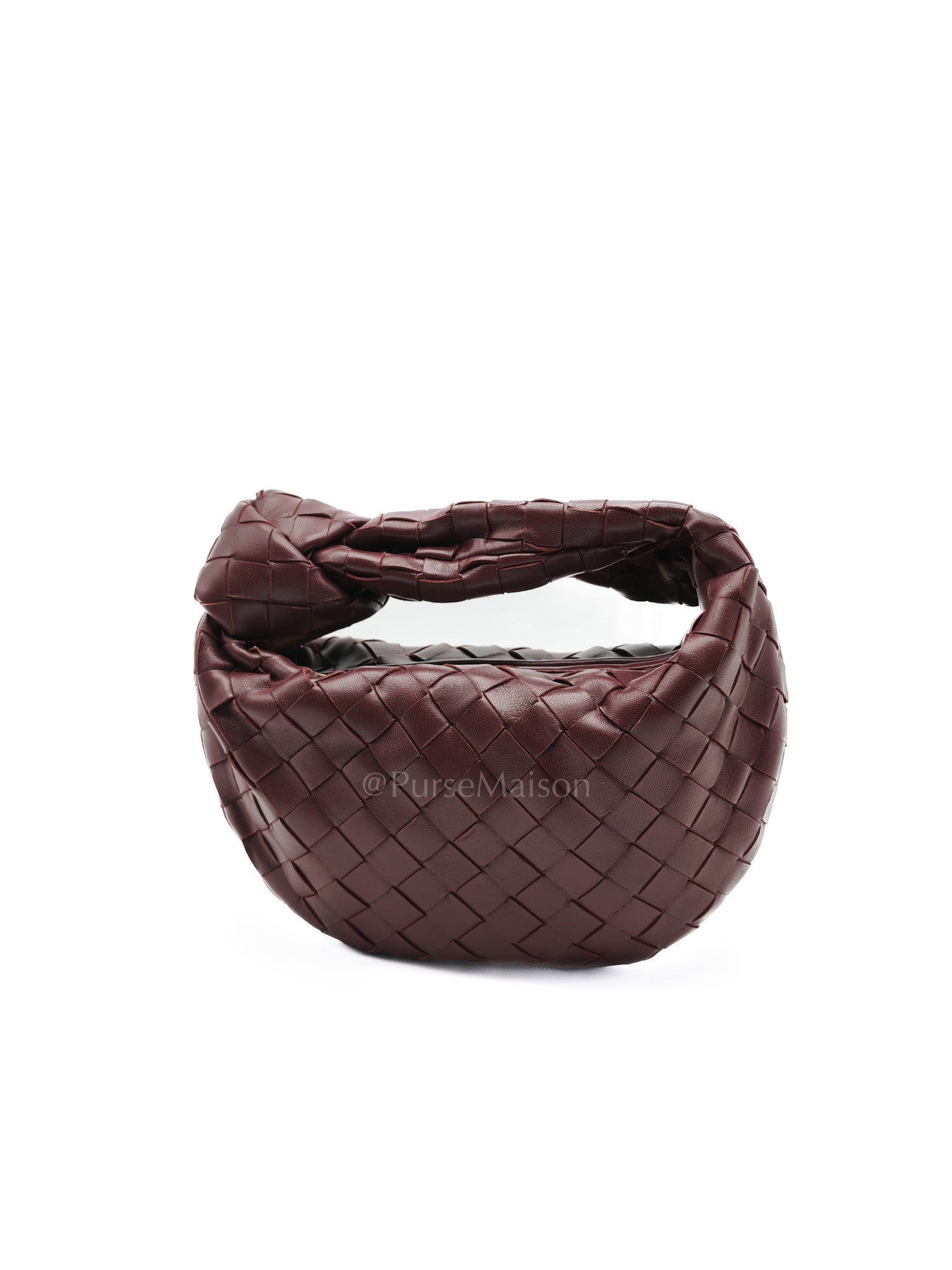 Mini Jodie in Burgundy Intrecciato Leather Handbag | Purse Maison Luxury Bags Shop
