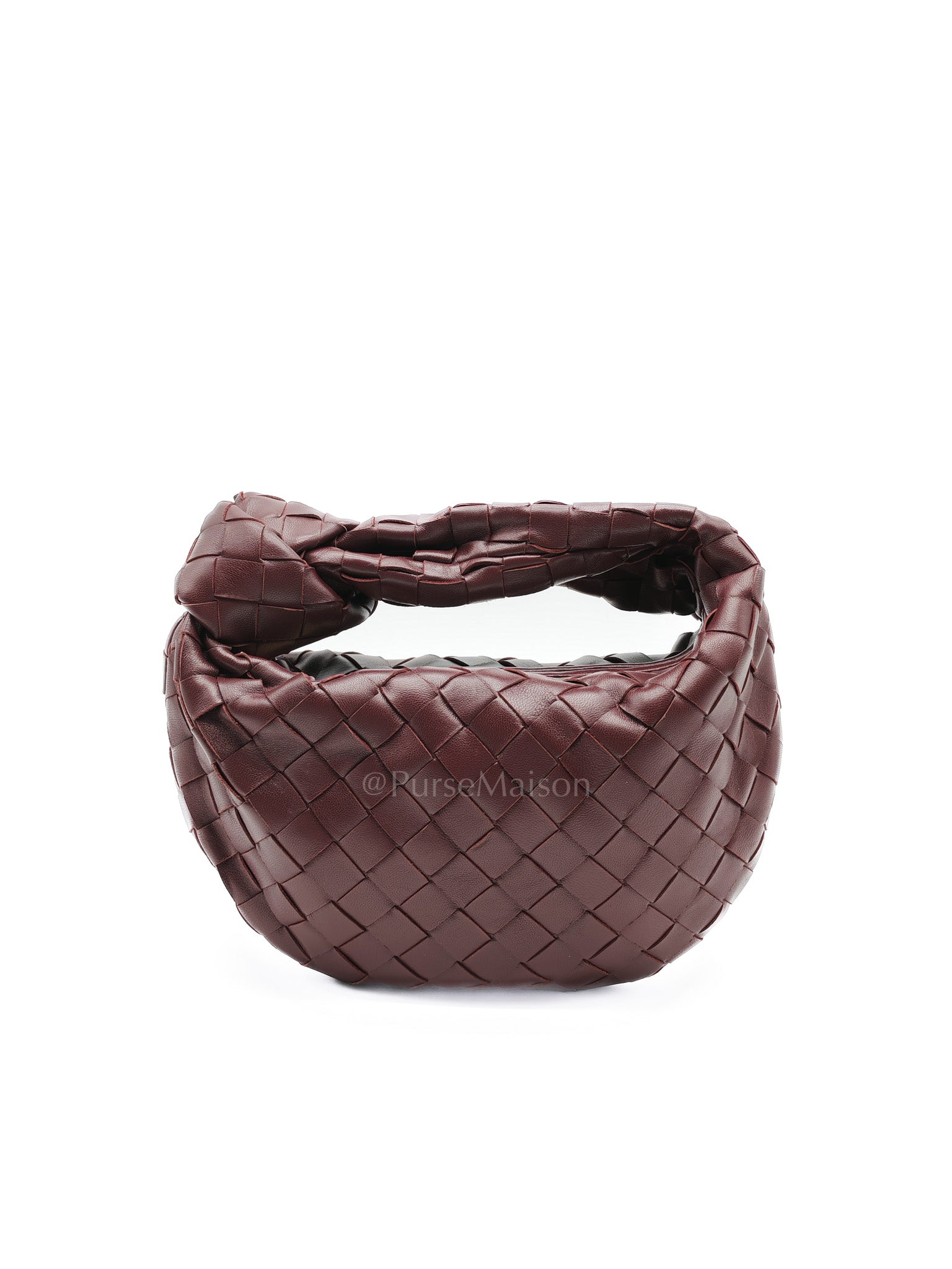 Mini Jodie in Burgundy Intrecciato Leather Handbag | Purse Maison Luxury Bags Shop