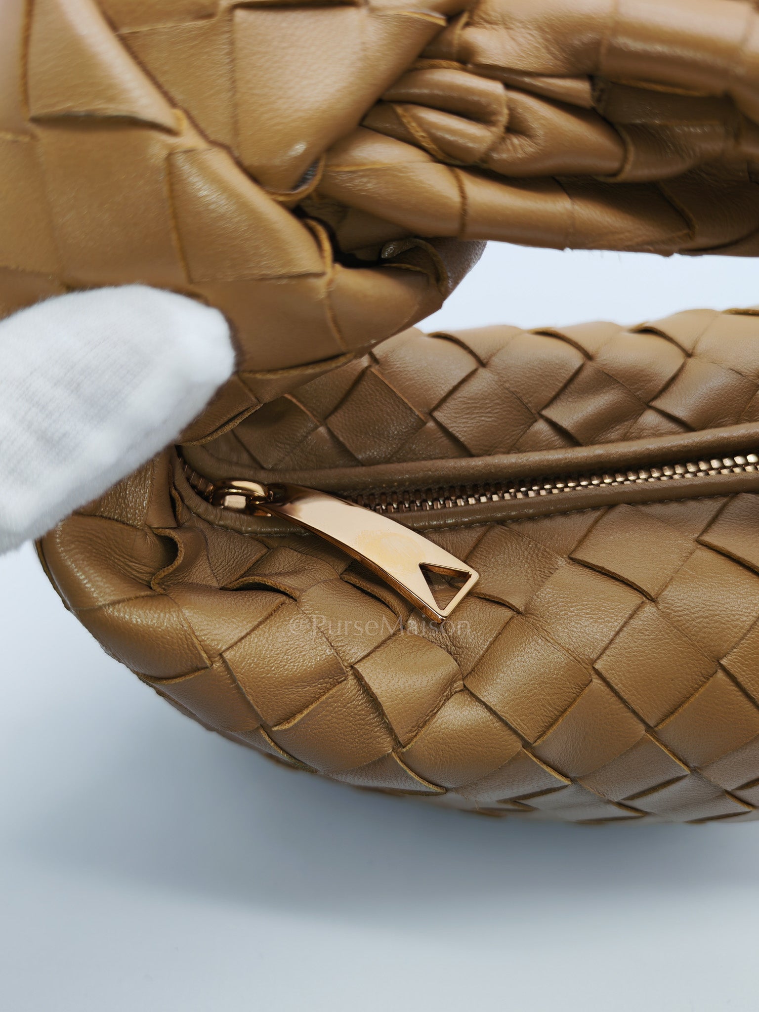 Mini Jodie in Dark Beige Intrecciato Leather Hand Bag | Purse Maison Luxury Bags Shop