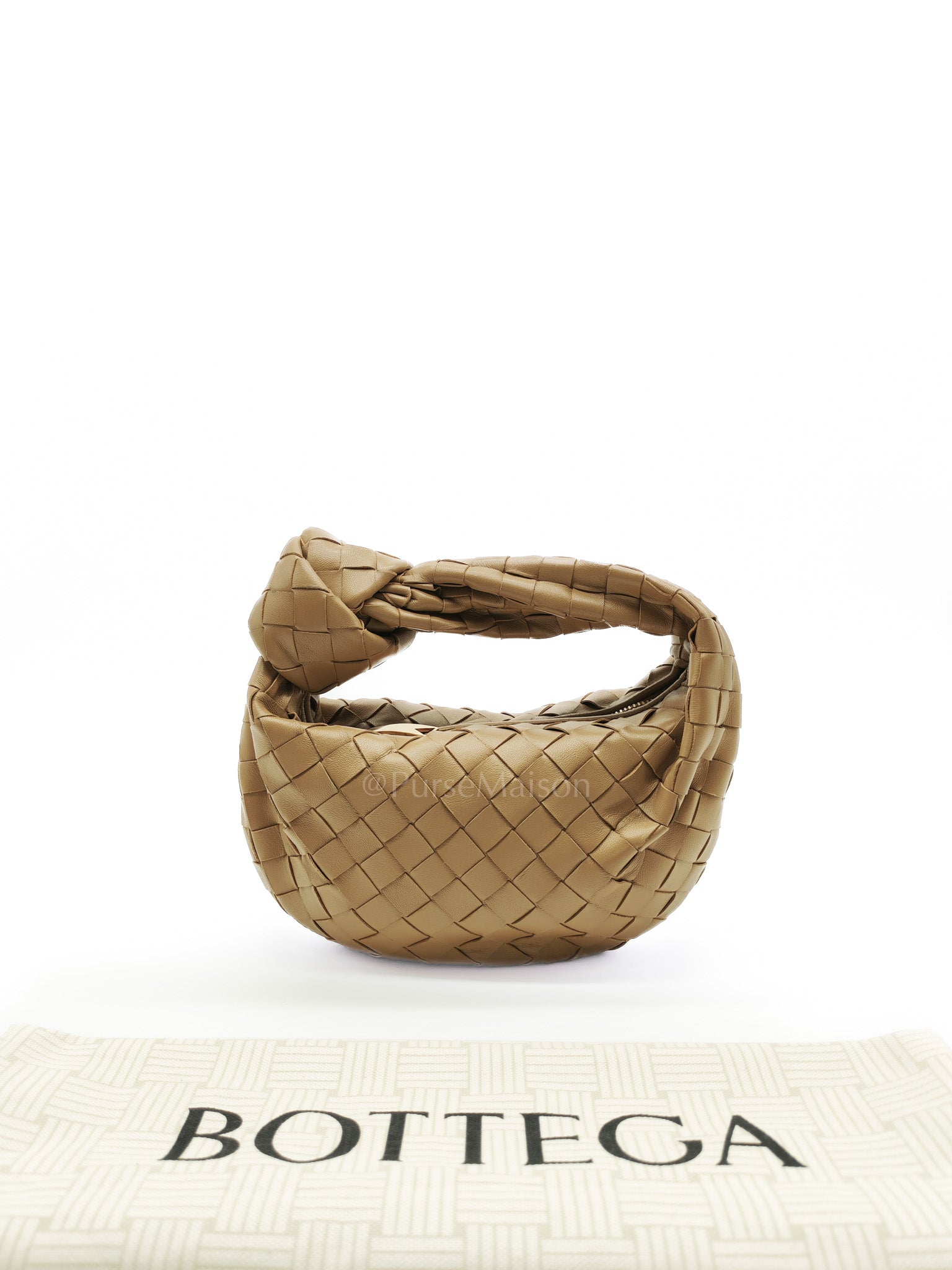 Mini Jodie in Dark Beige Intrecciato Leather Hand Bag | Purse Maison Luxury Bags Shop